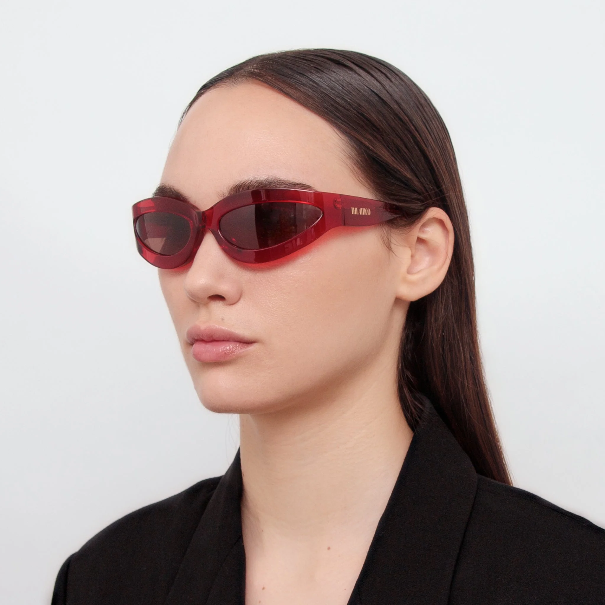 Agnes Wrap Sunglasses in Red - Image 3
