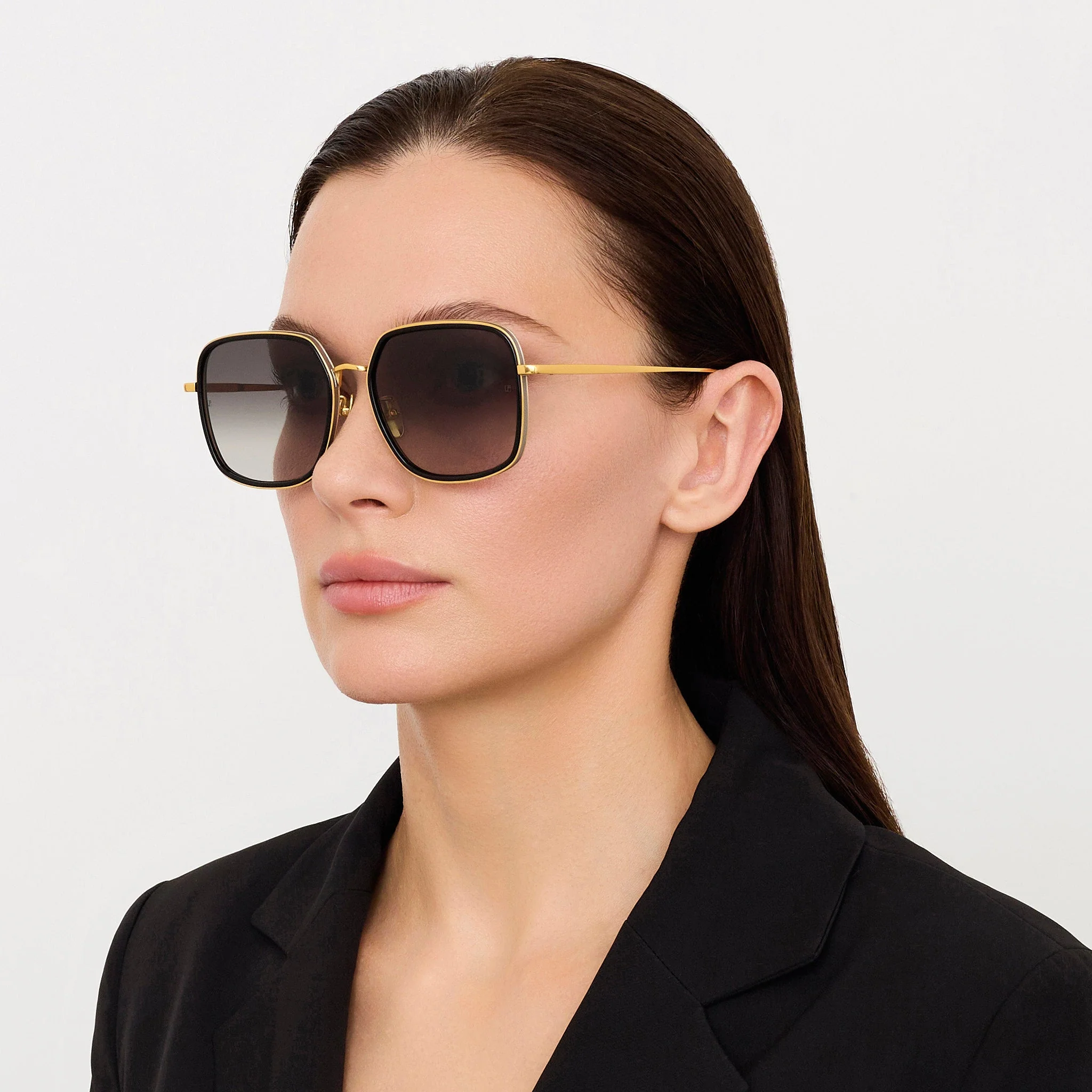 Alicia Sunglasses in 22K Gold and Grey - Image 3
