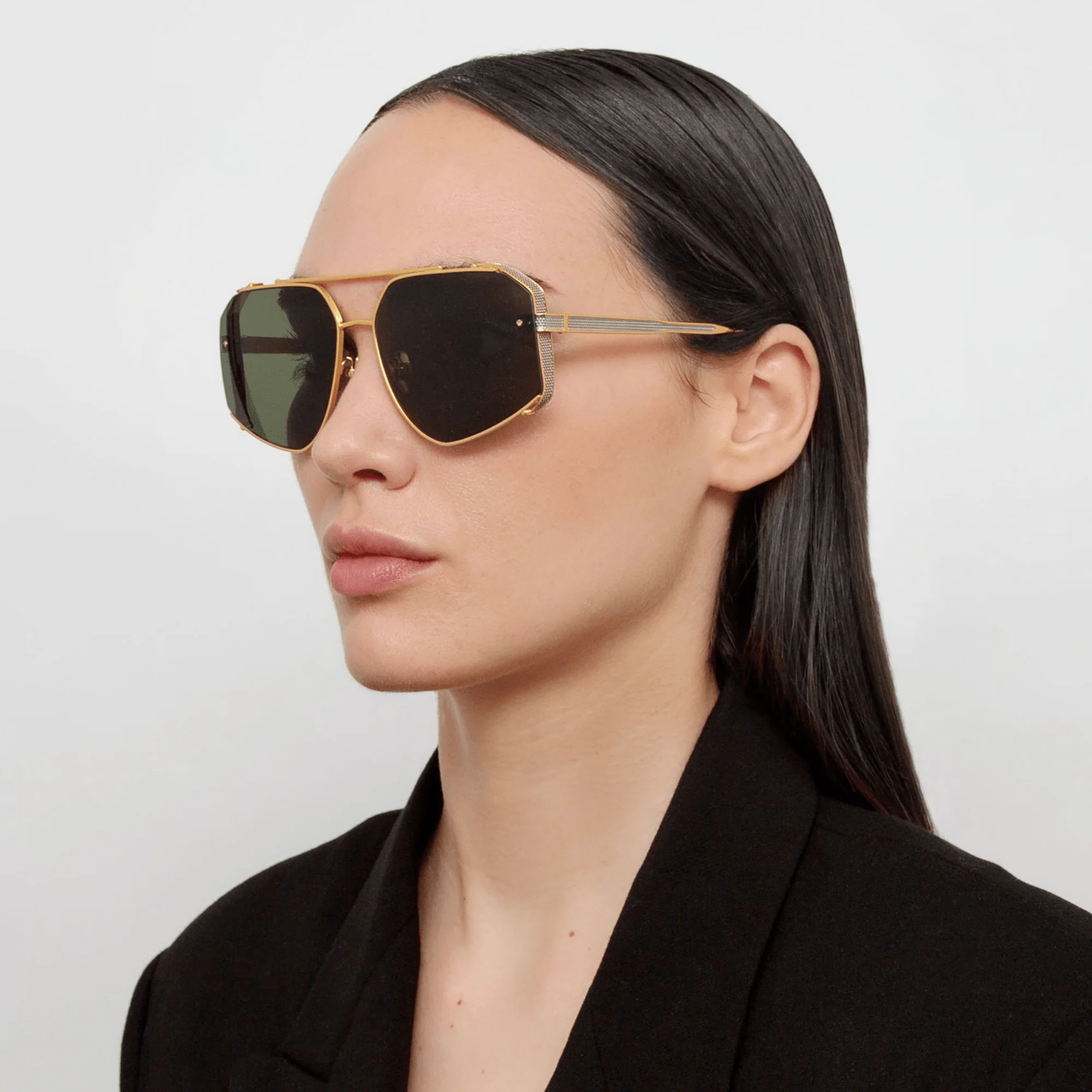Amar Sunglasses in 22K Gold and Green - Image 3