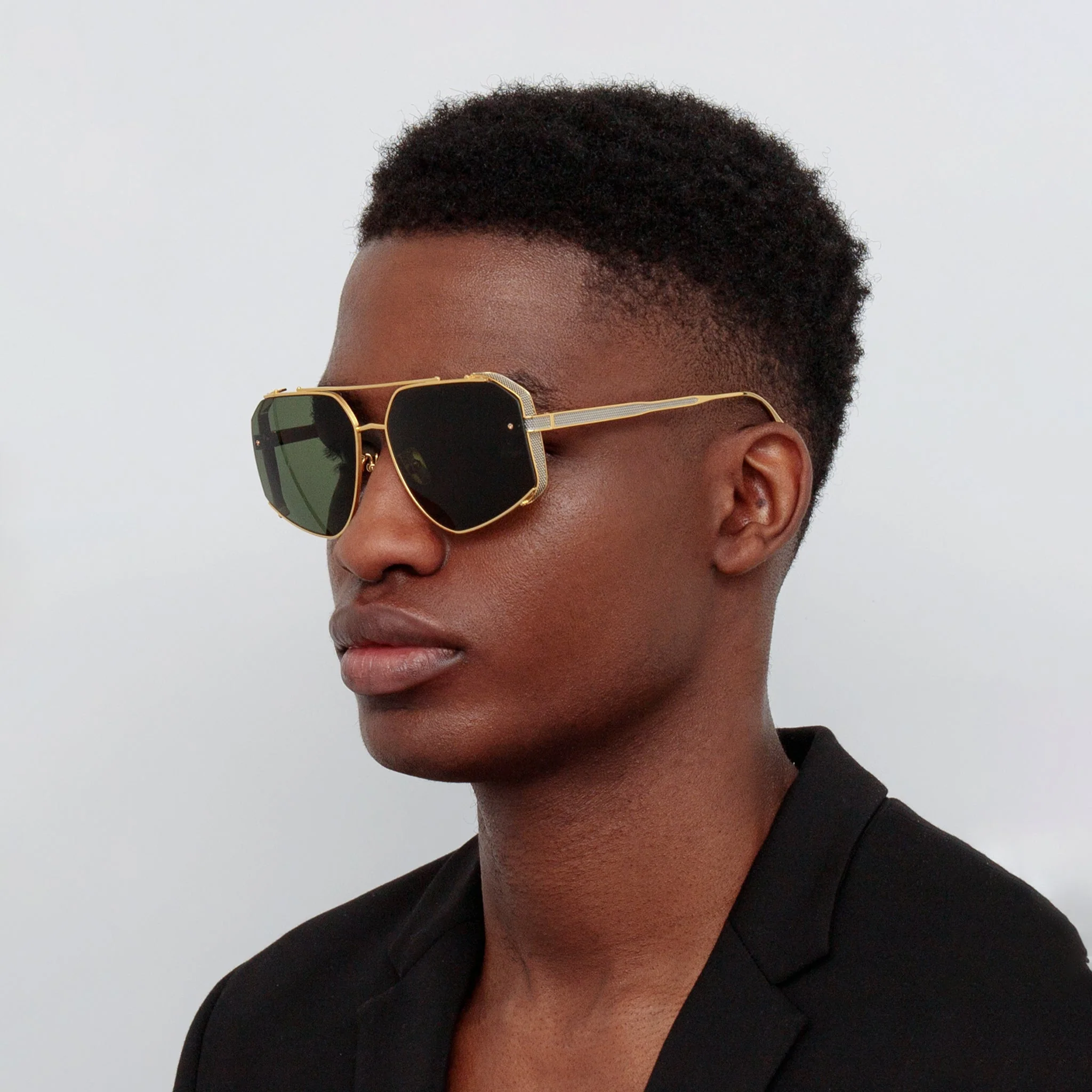 Amar Sunglasses in 22K Gold and Green - Image 4
