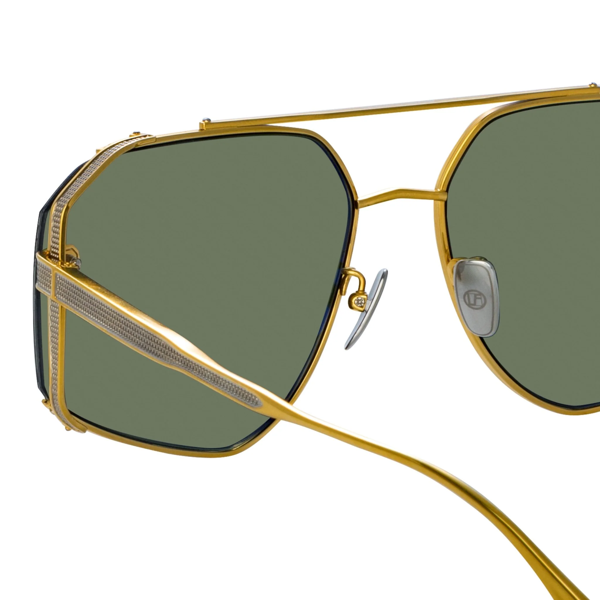 Amar Sunglasses in 22K Gold and Green - Image 6