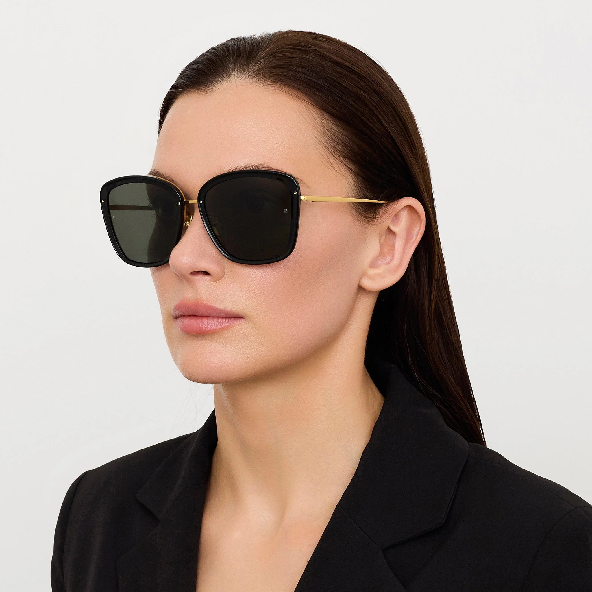 Anais Sunglasses in 22K Gold and Black - Image 3