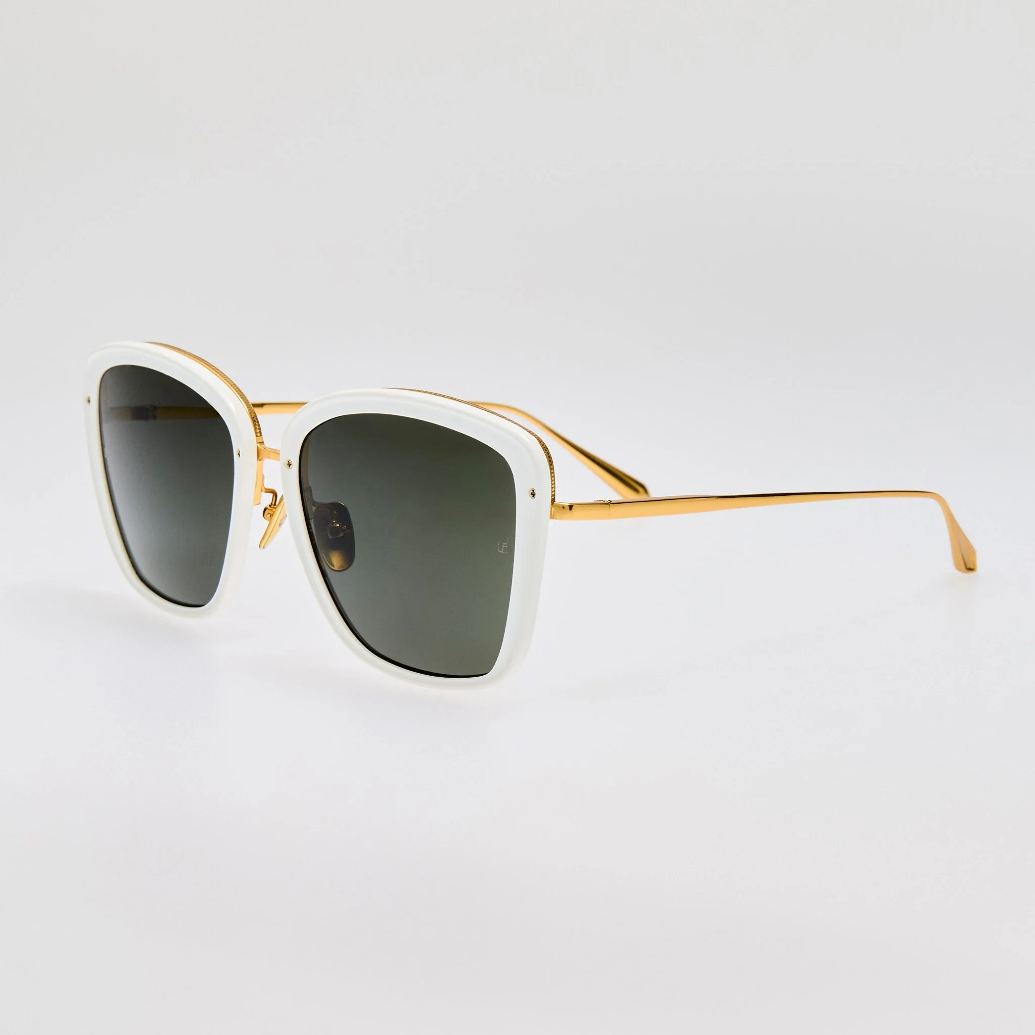 Anais Sunglasses in 22K White Gold and Grey - Image 2
