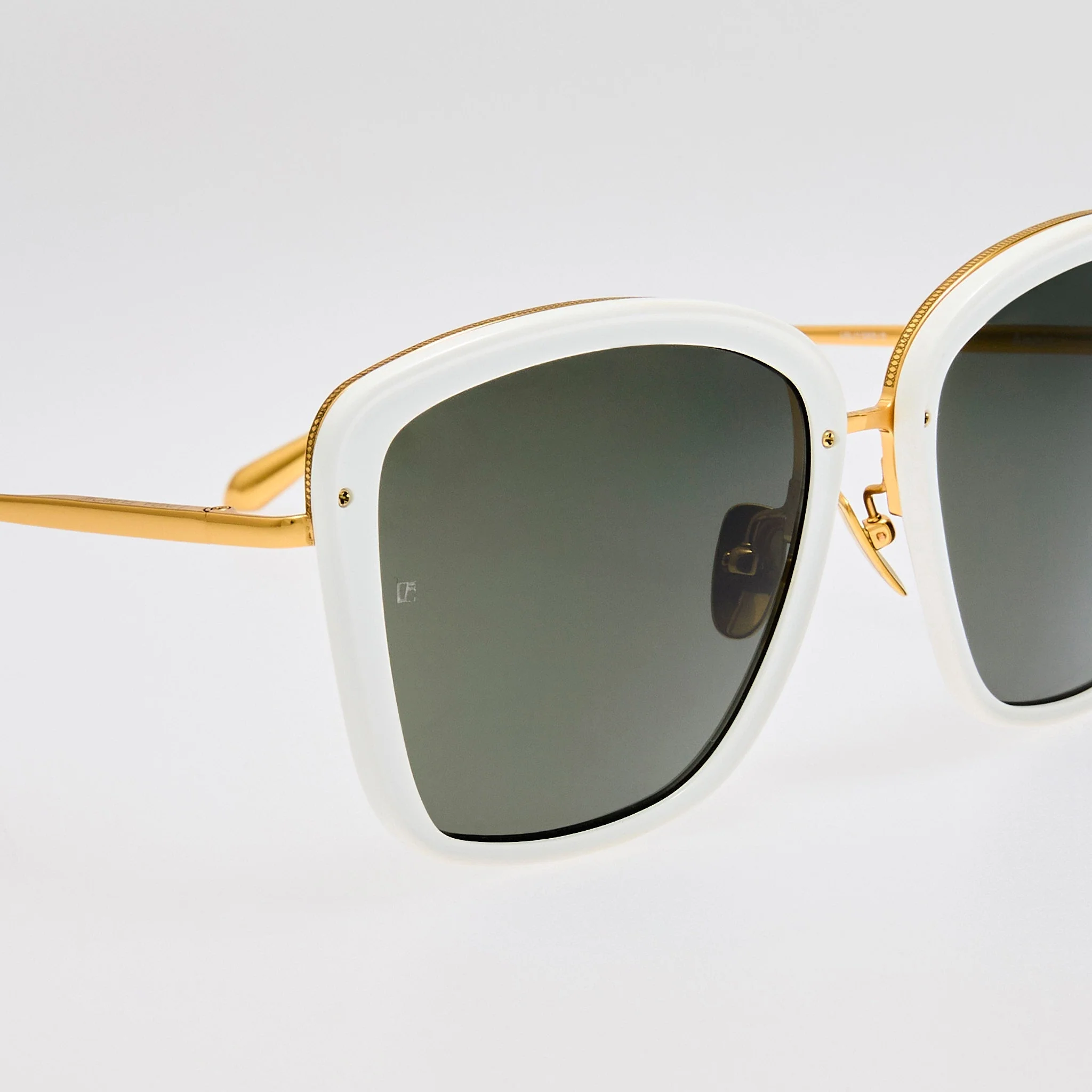 Anais Sunglasses in 22K White Gold and Grey - Image 4