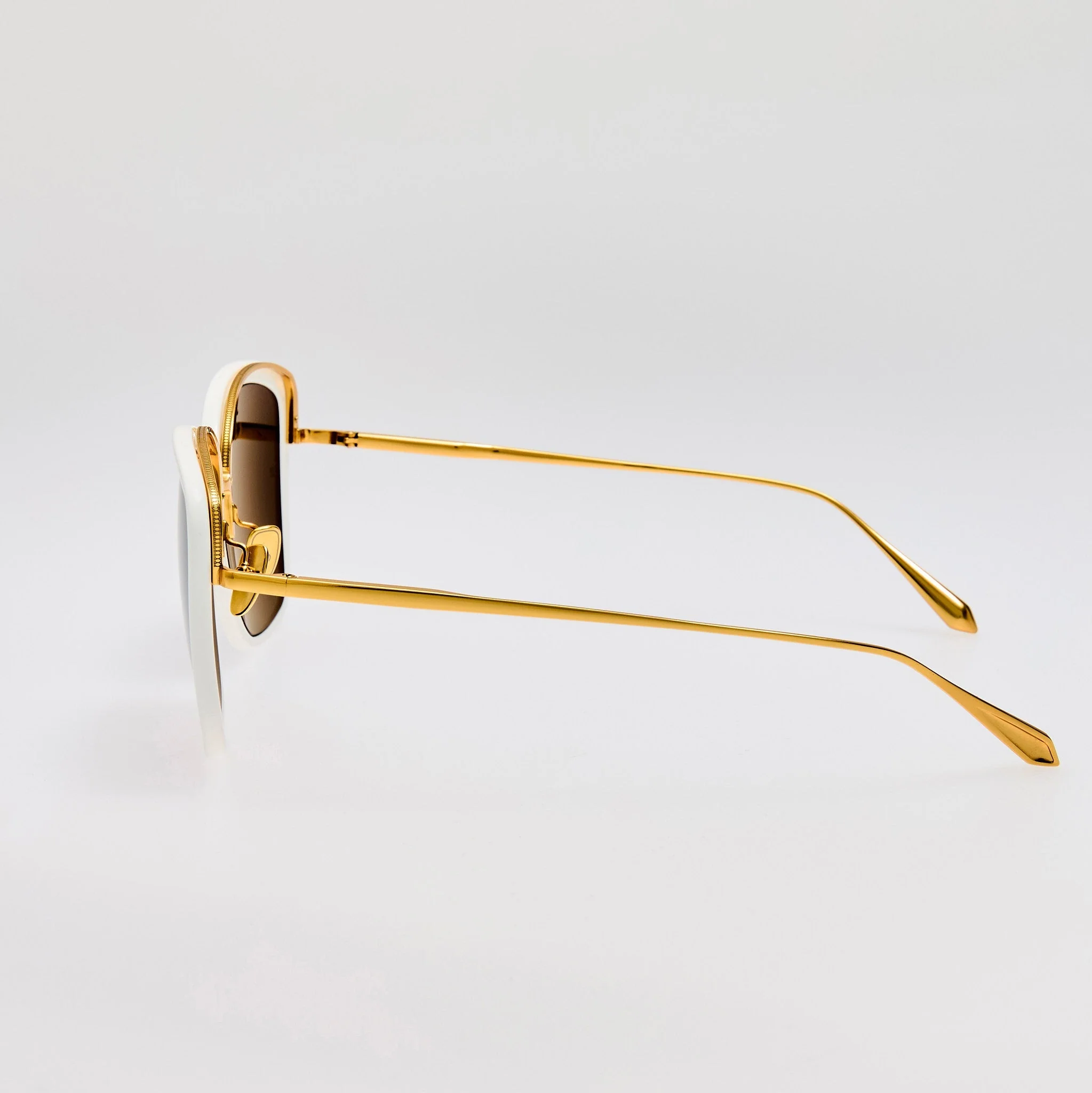 Anais Sunglasses in 22K White Gold and Grey - Image 5
