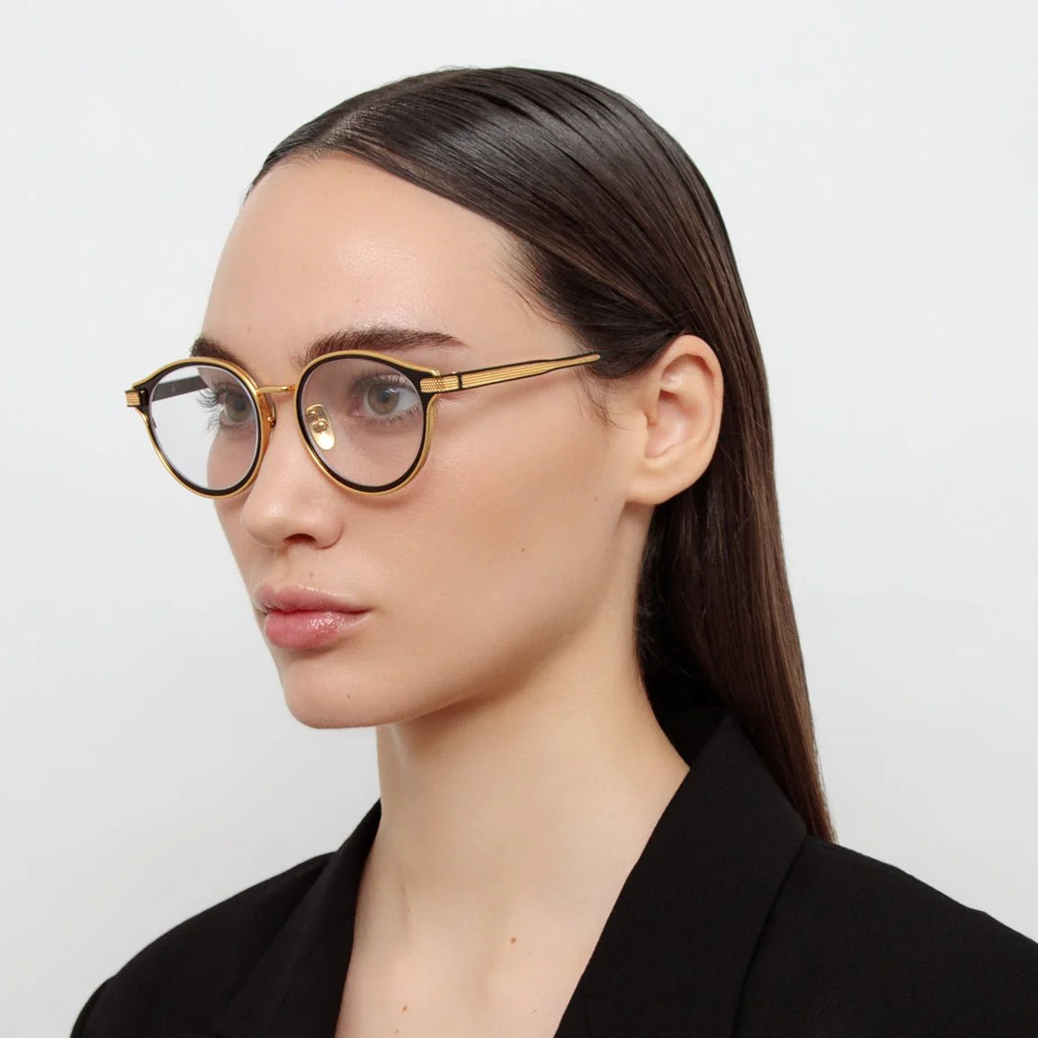Anthony Oval Optical Frame in Matt Nickel and 22K Yellow Gold - Image 3