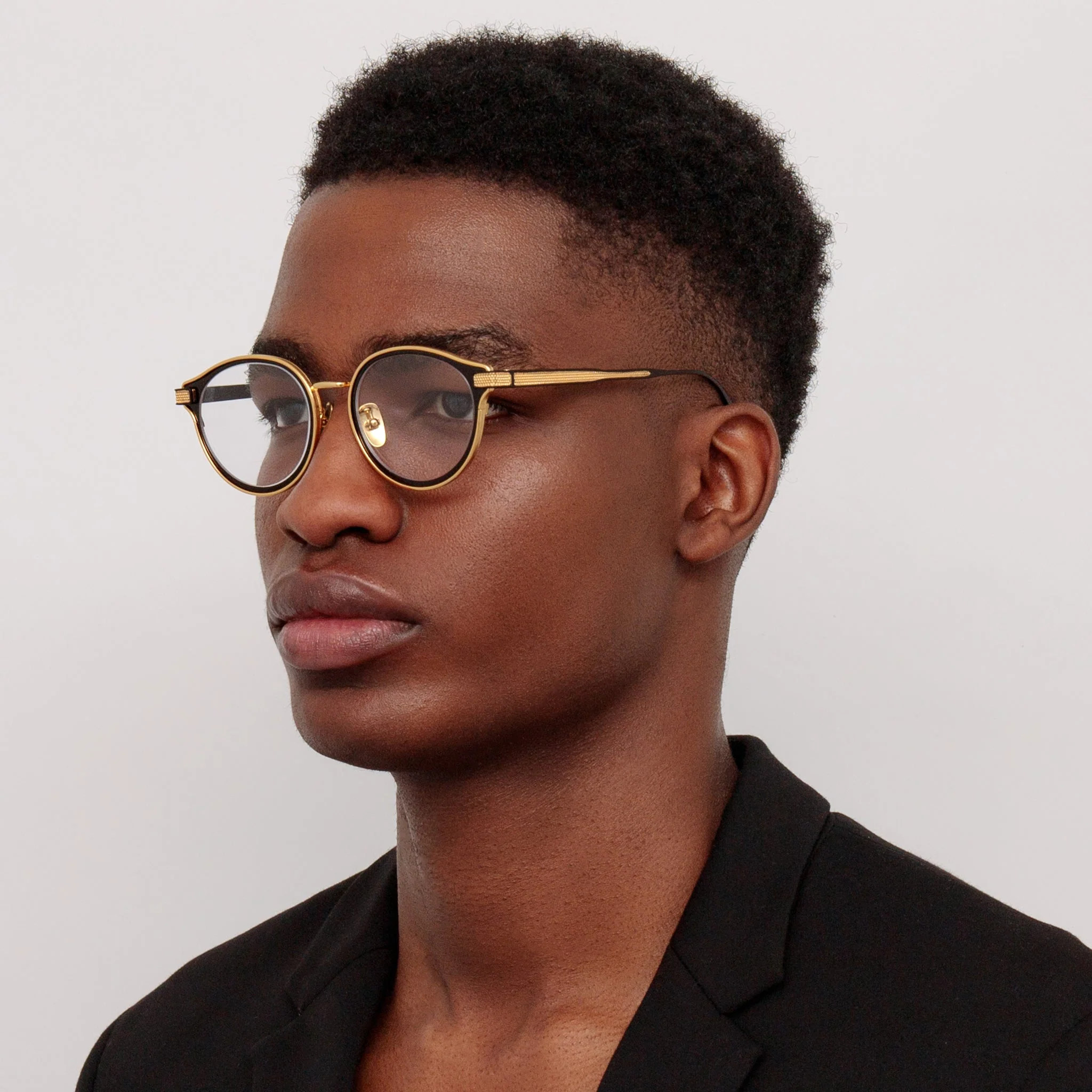 Anthony Oval Optical Frame in Matt Nickel and 22K Yellow Gold - Image 4