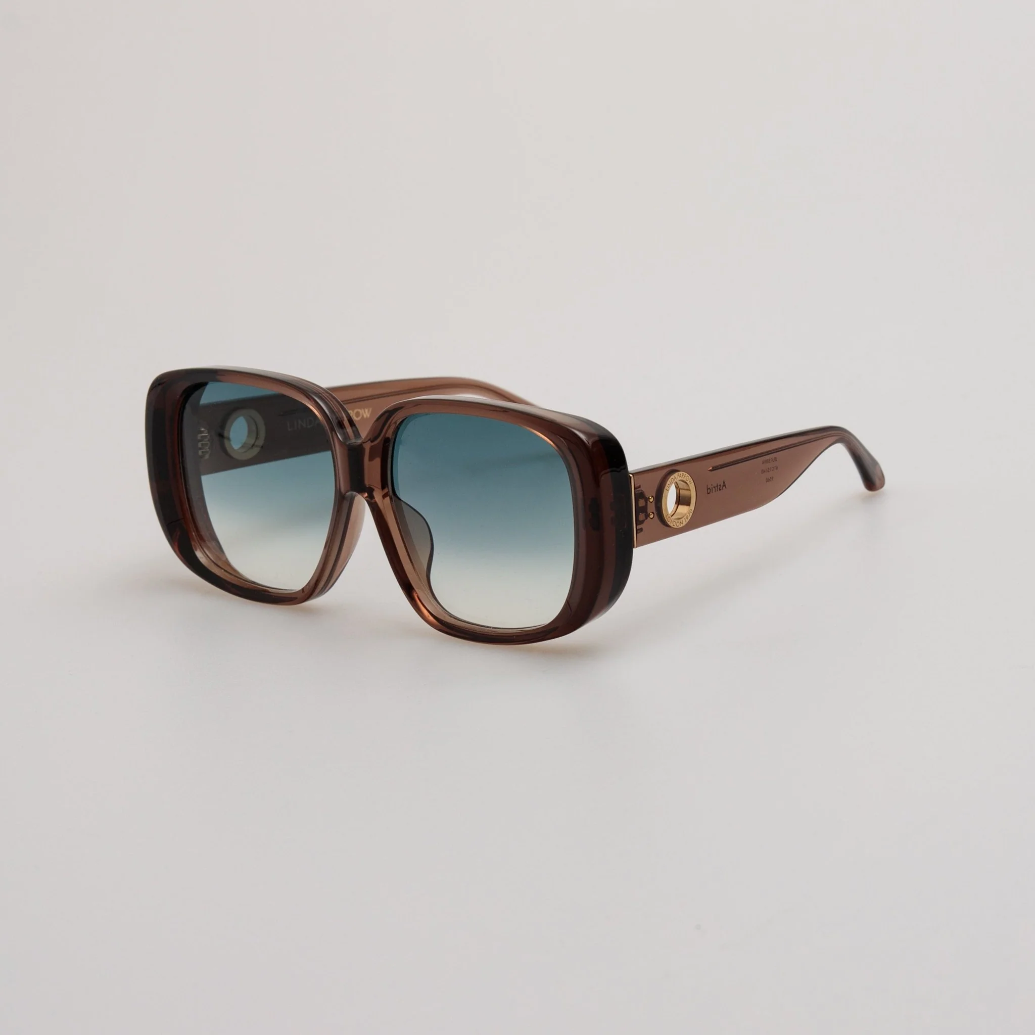 Astrid Oversized Sunglasses in Brown and Aqua - Image 2
