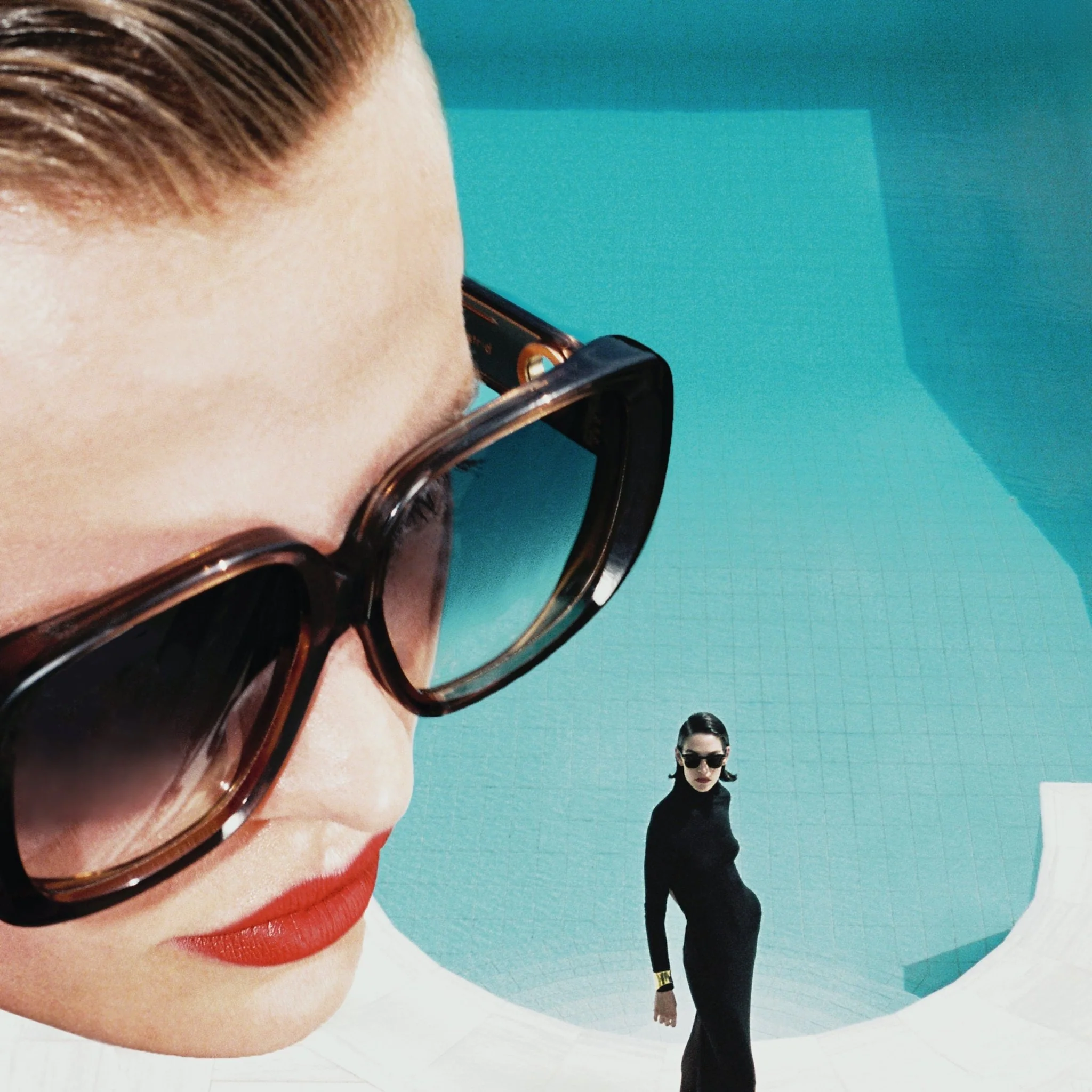 Astrid Oversized Sunglasses in Brown and Aqua - Image 5