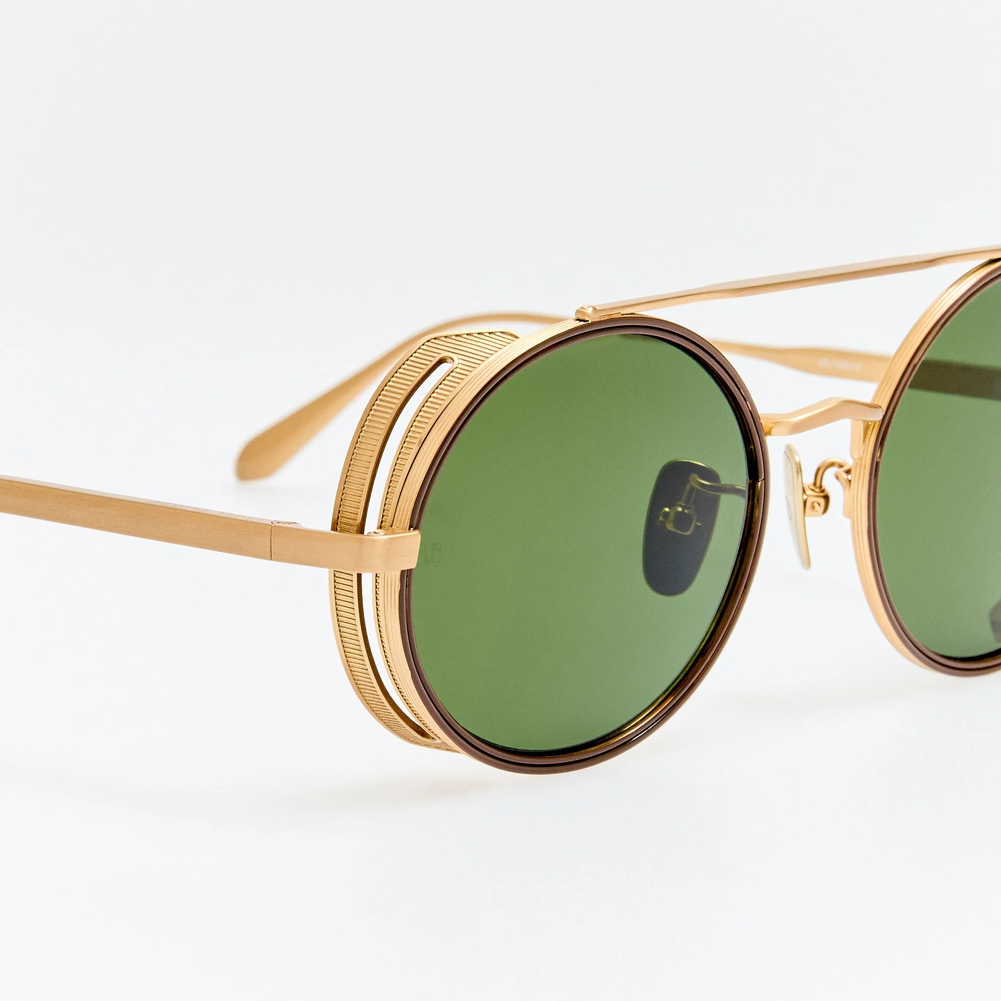 Baret Explorer Sunglasses in Matt Champagne and Green - Image 11