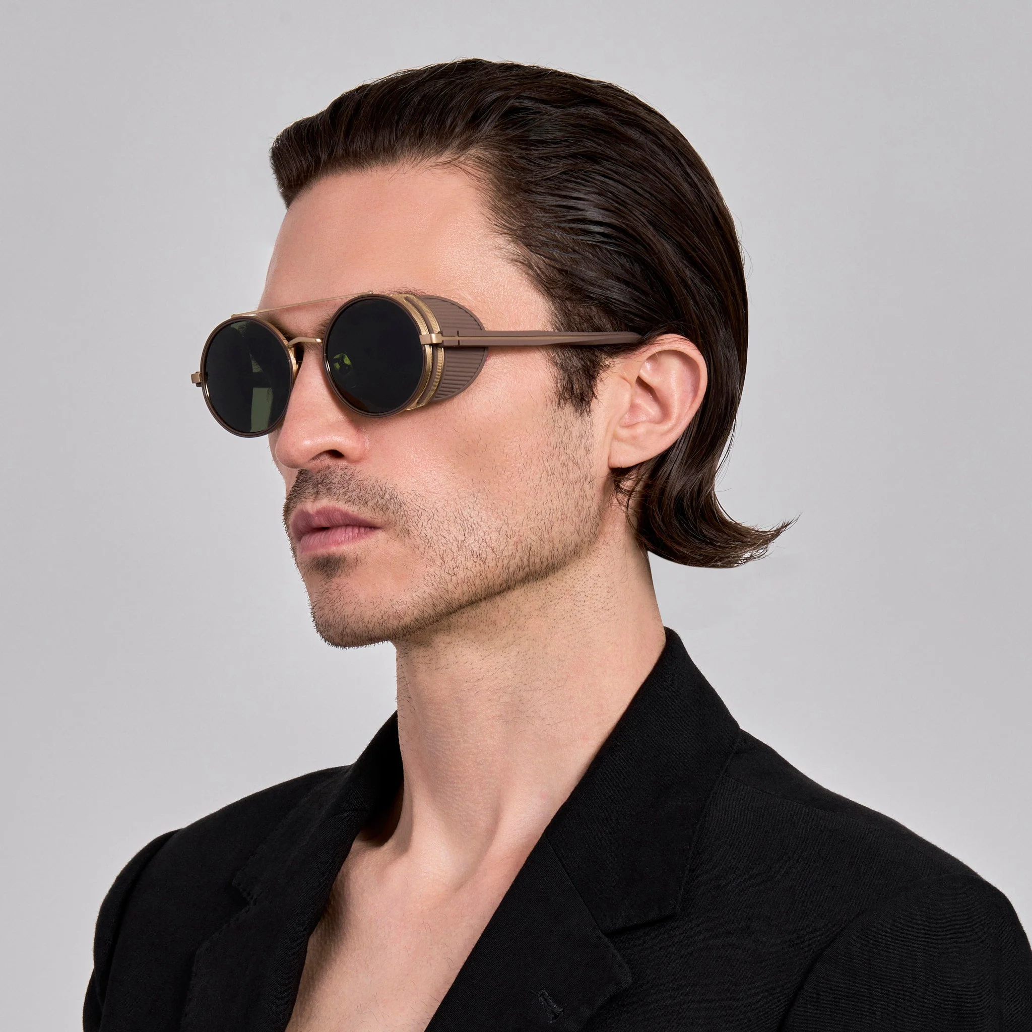 Baret Explorer Sunglasses in Matt Champagne and Green - Image 3