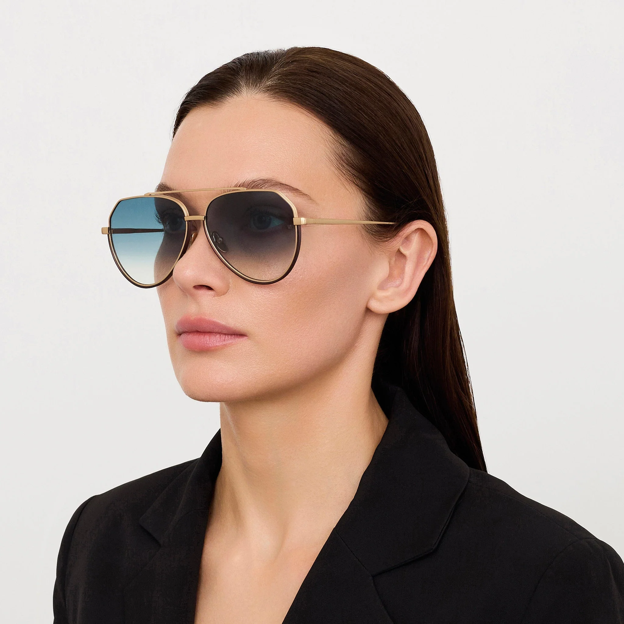 Bayer Sunglasses in 22K Gold and Aqua - Image 3