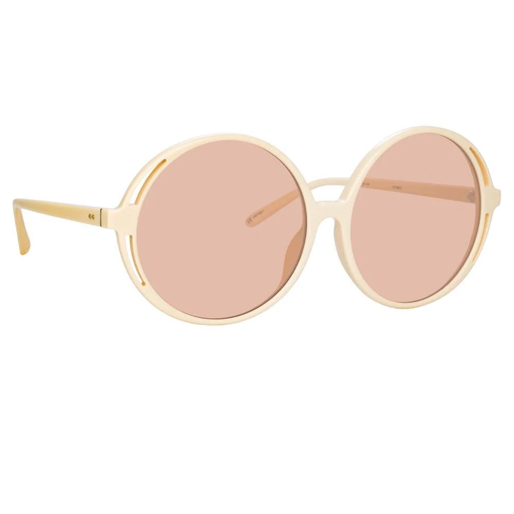 Bianca Round Sunglasses in Cream - Image 2