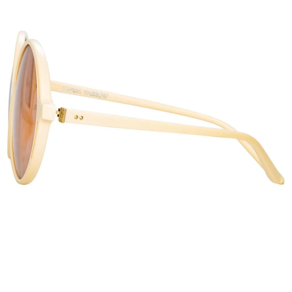 Bianca Round Sunglasses in Cream - Image 3