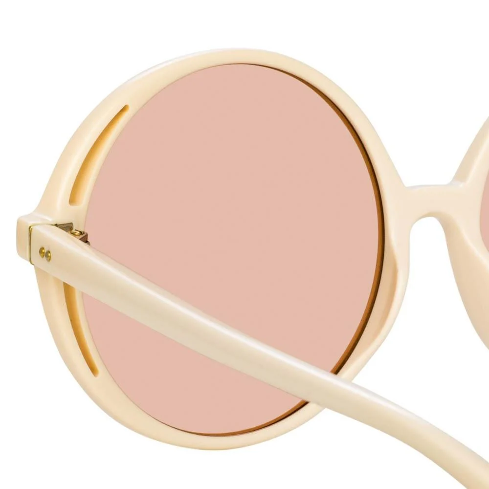 Bianca Round Sunglasses in Cream - Image 4