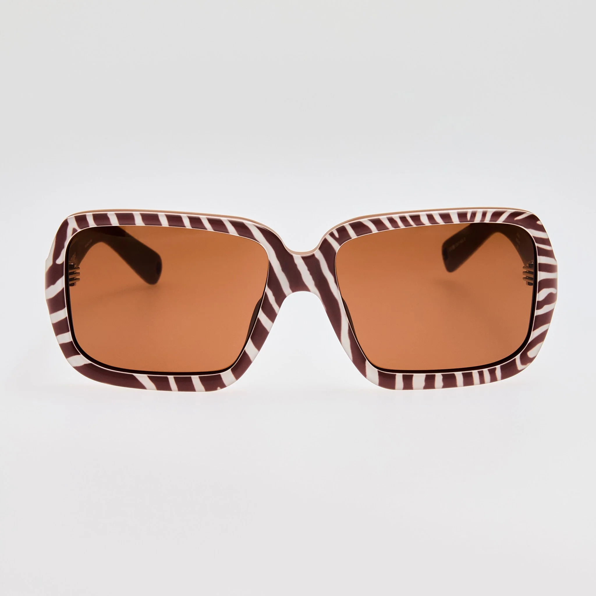 Cabana Oversize Sunglasses in Matt Brown and White Zebra