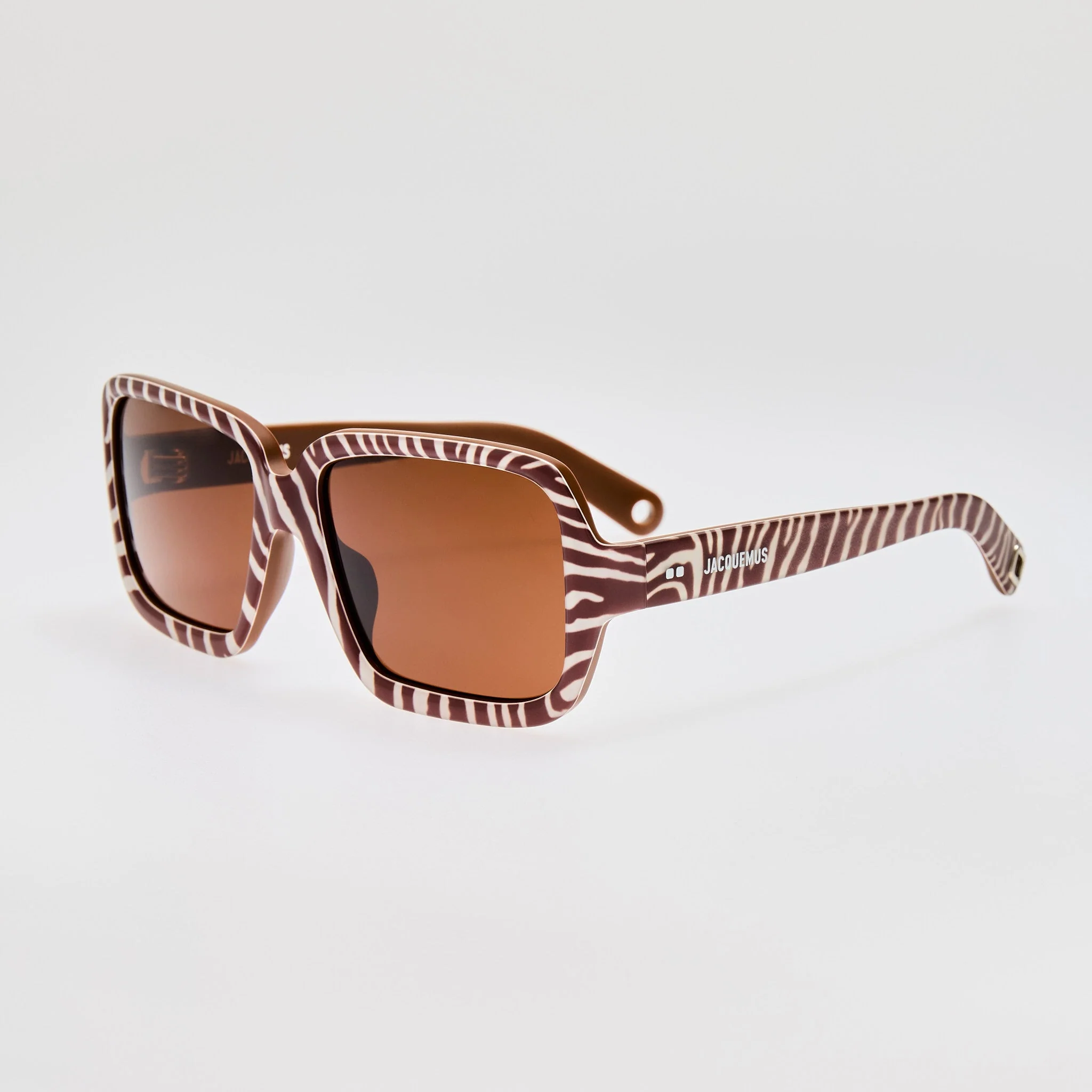 Cabana Oversize Sunglasses in Matt Brown and White Zebra - Image 2