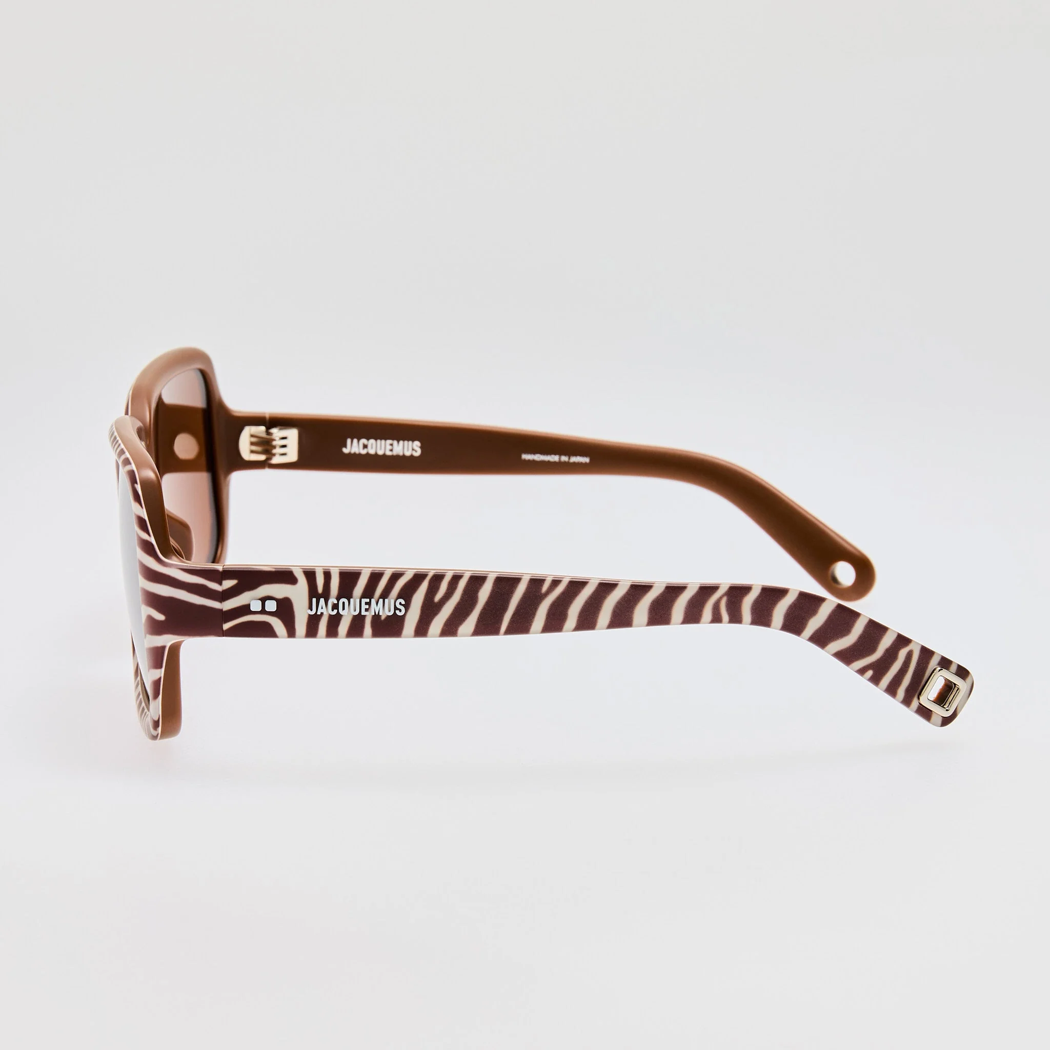 Cabana Oversize Sunglasses in Matt Brown and White Zebra - Image 3