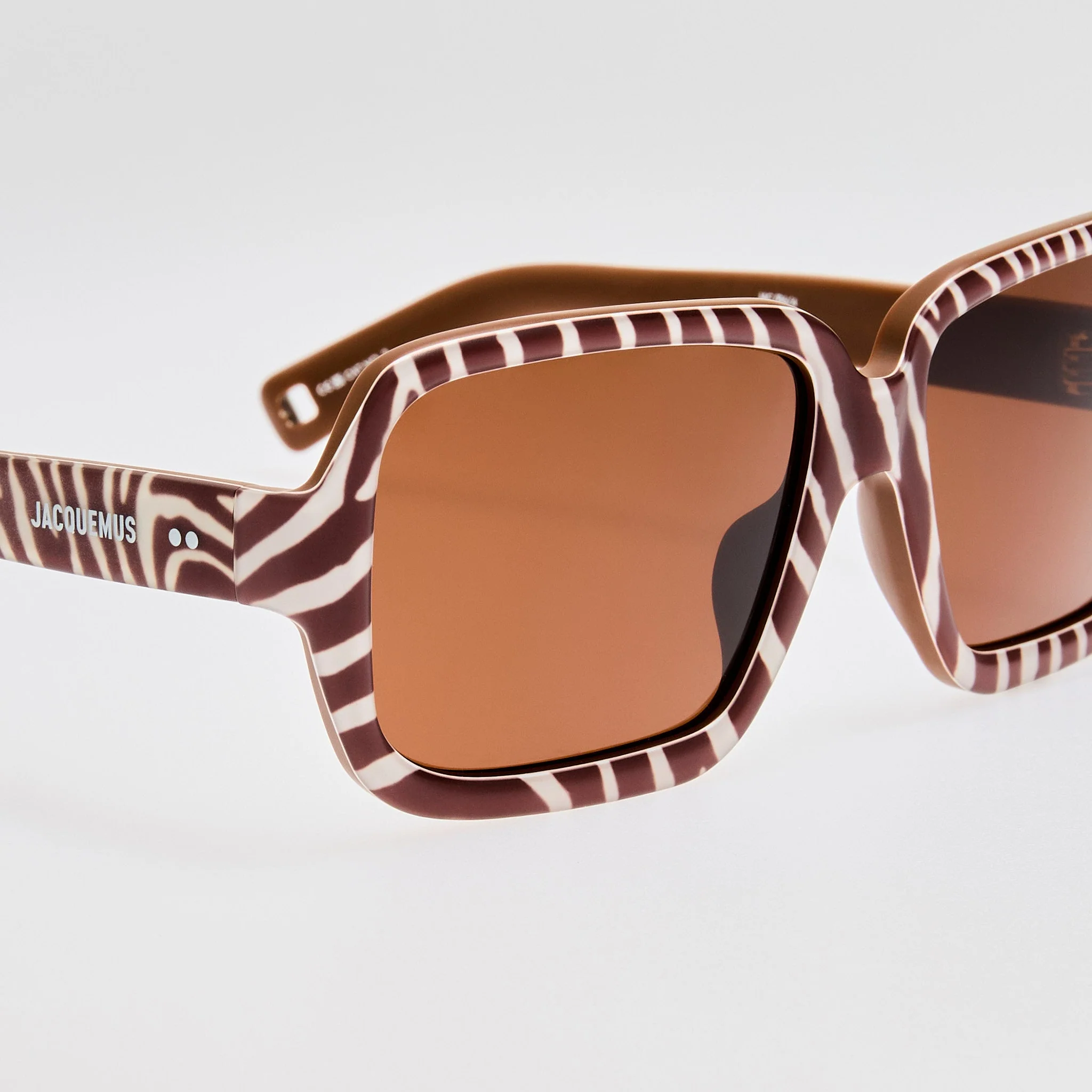 Cabana Oversize Sunglasses in Matt Brown and White Zebra - Image 4