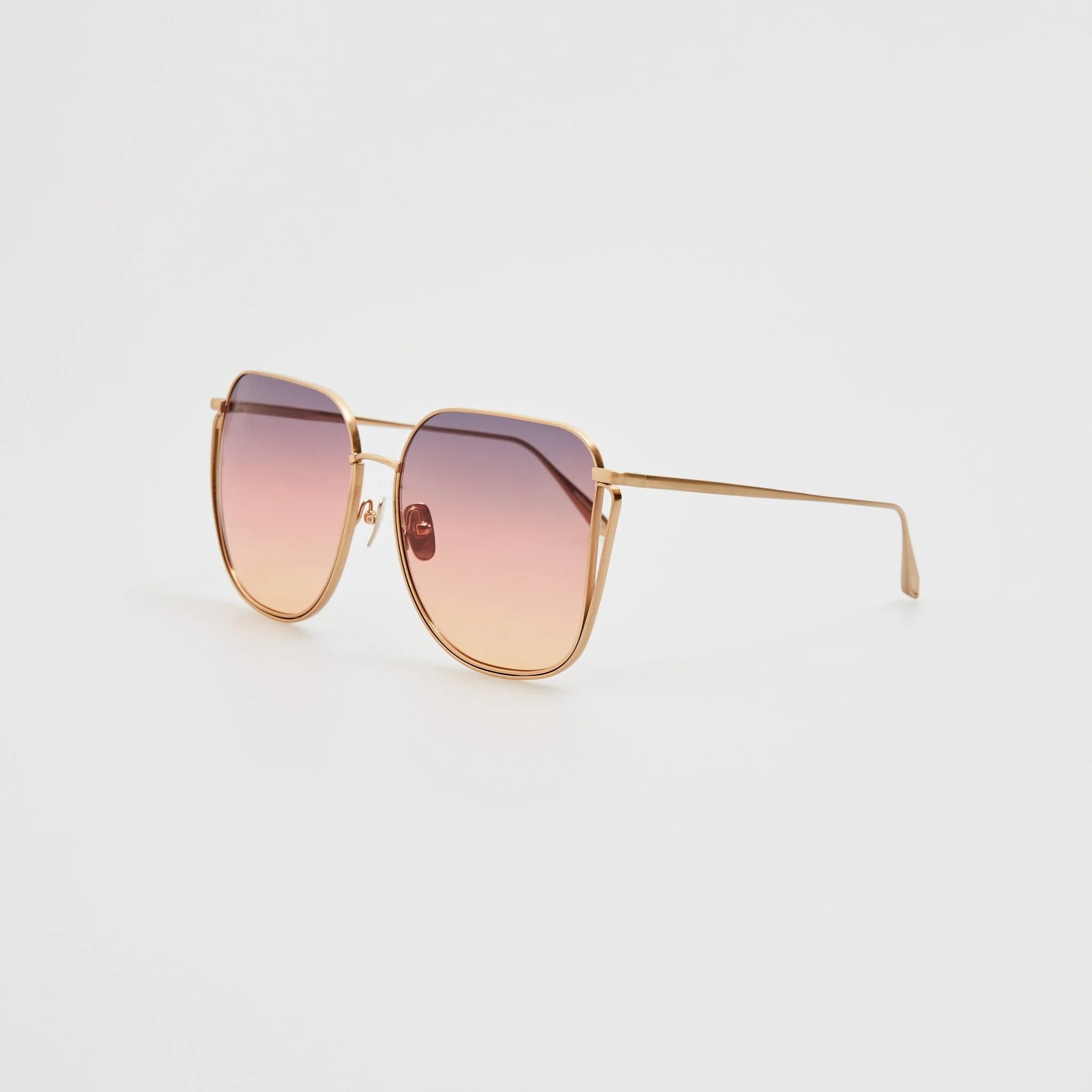 Camry Sunglasses in Matt Champagne and Sunset Gradient - Image 2
