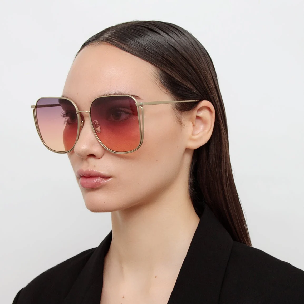 Camry Sunglasses in Matt Champagne and Sunset Gradient - Image 3