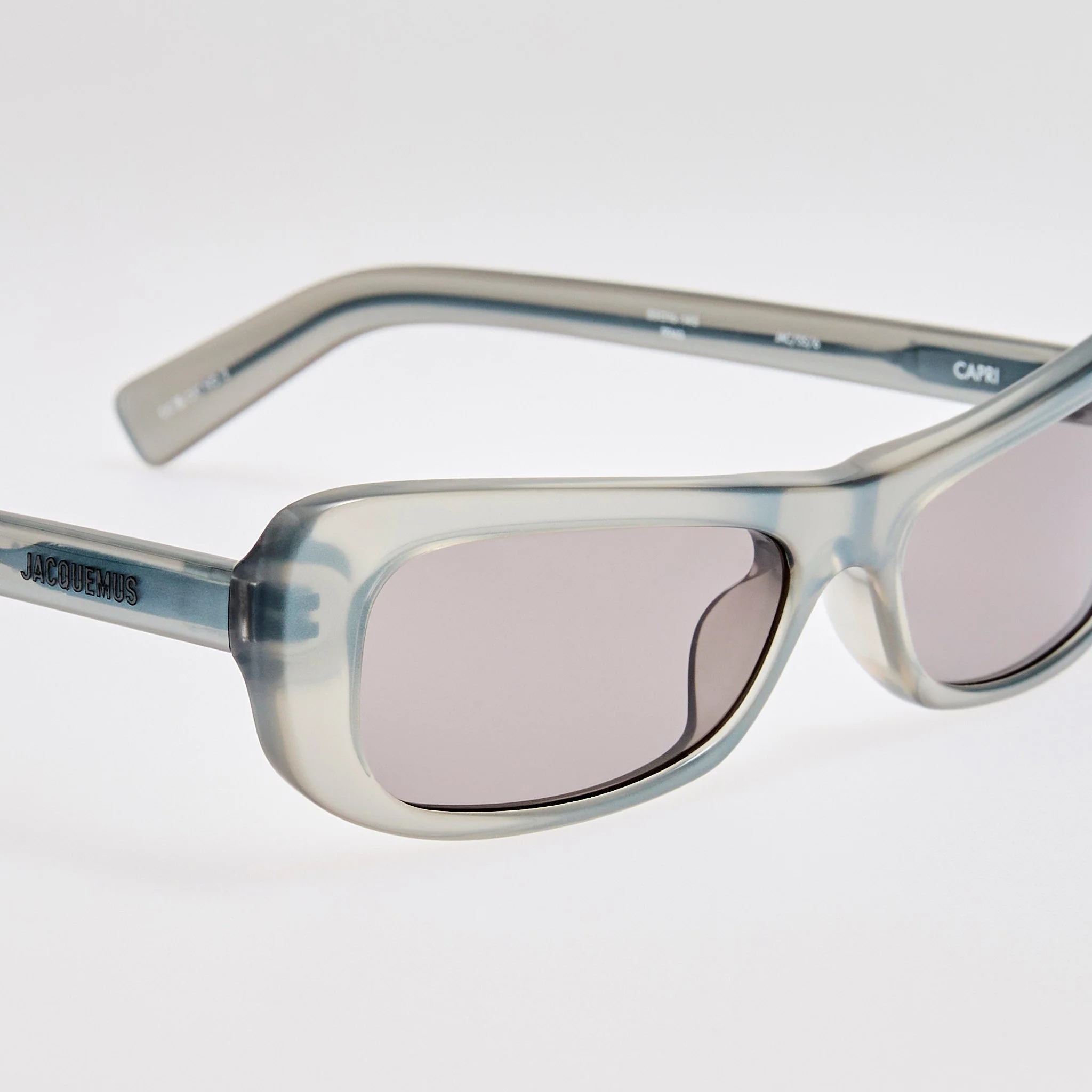 Capri Rectangular Sunglasses in Metallic Grey - Image 4