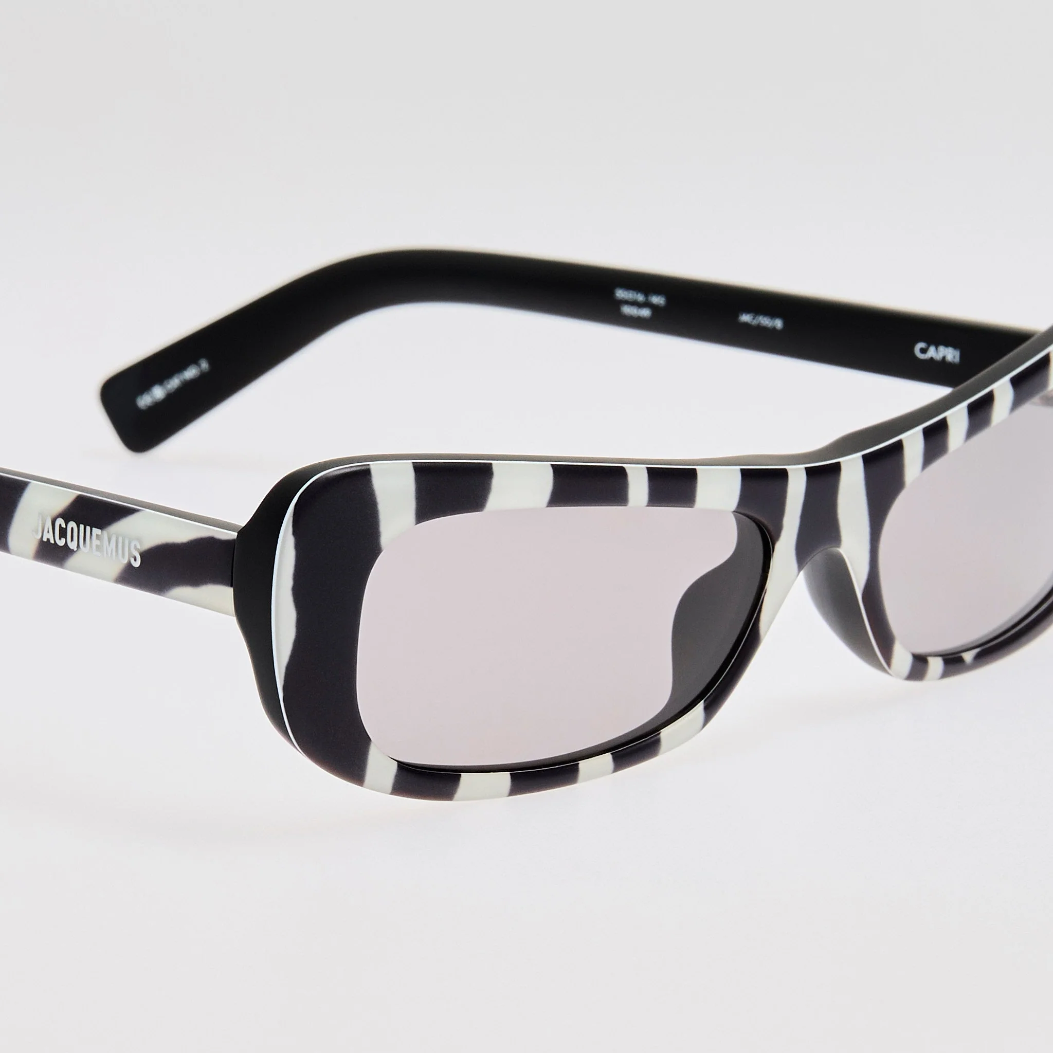 Capri Rectangular Sunglasses in Zebra Black - Image 4