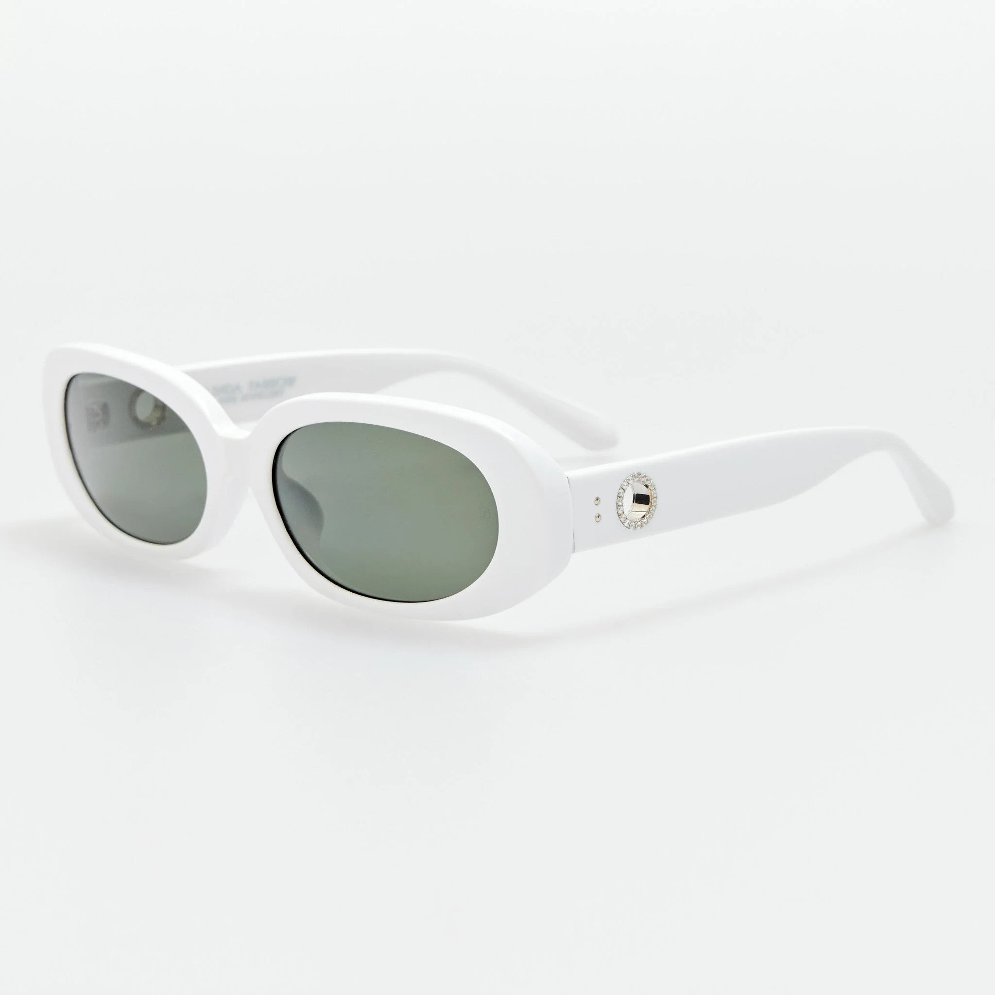 Cara Sunglasses in White with Diamonds and 22k Gold - Image 2