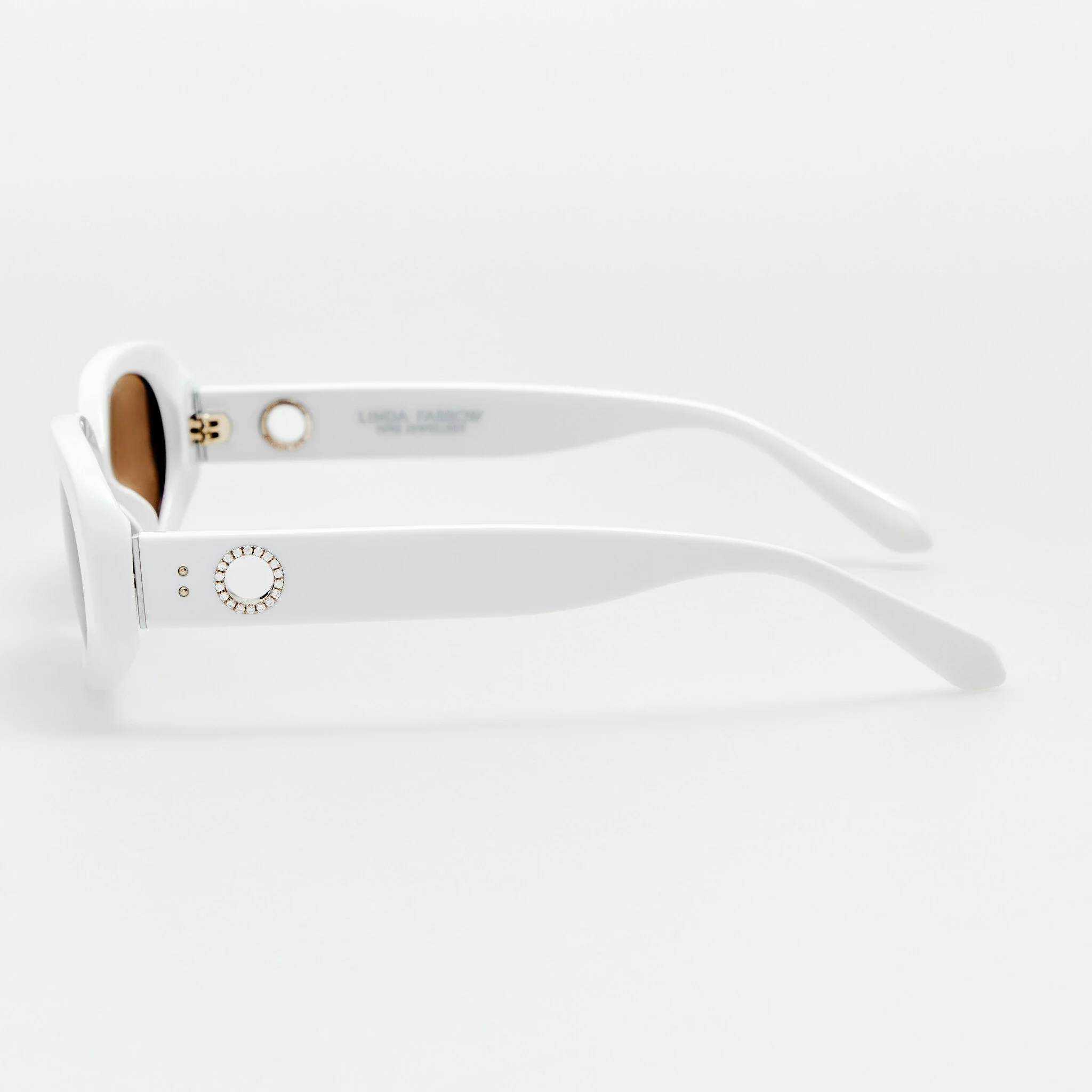 Cara Sunglasses in White with Diamonds and 22k Gold - Image 3