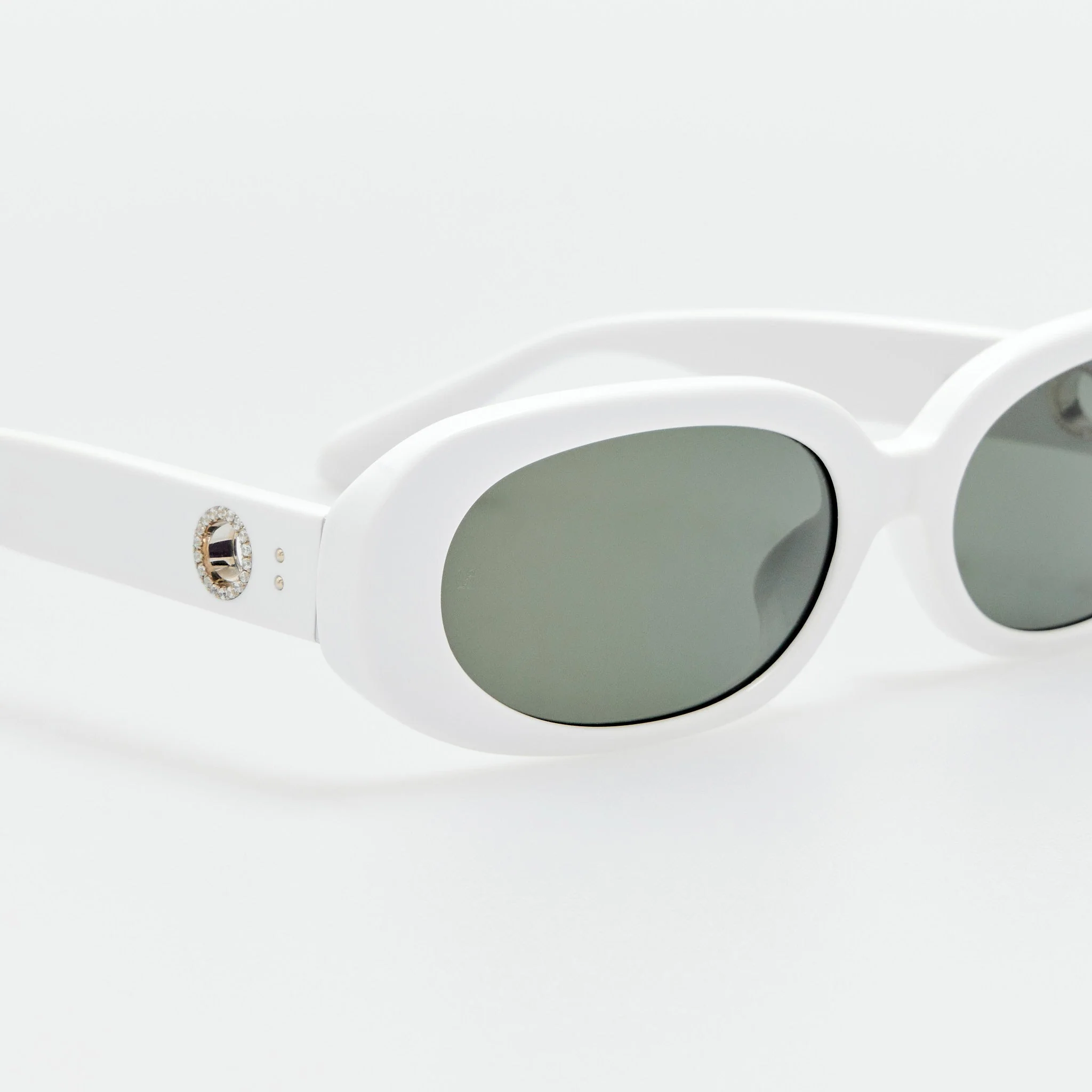 Cara Sunglasses in White with Diamonds and 22k Gold - Image 4