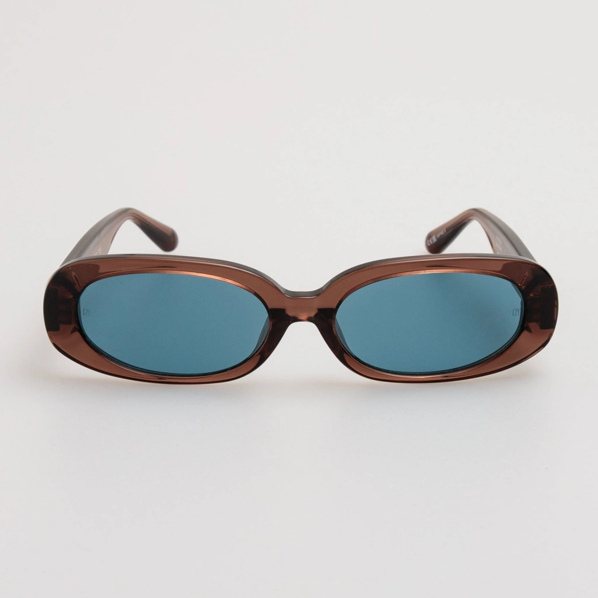Cara Oval Sunglasses in Brown and Aqua