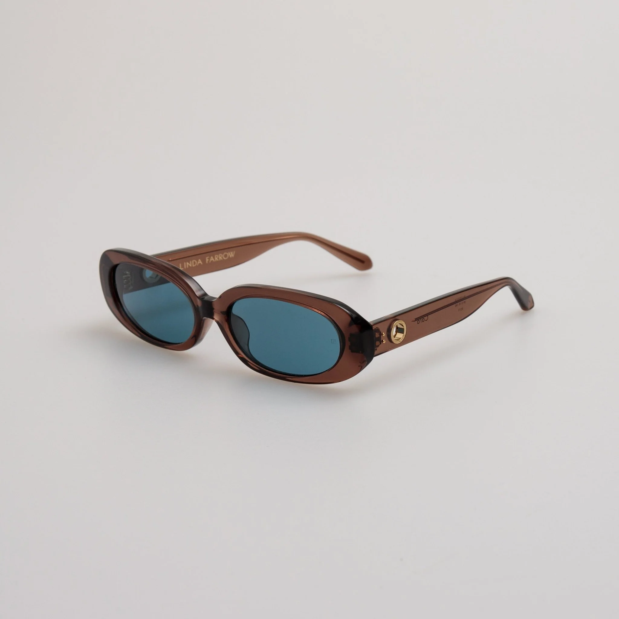 Cara Oval Sunglasses in Brown and Aqua - Image 2