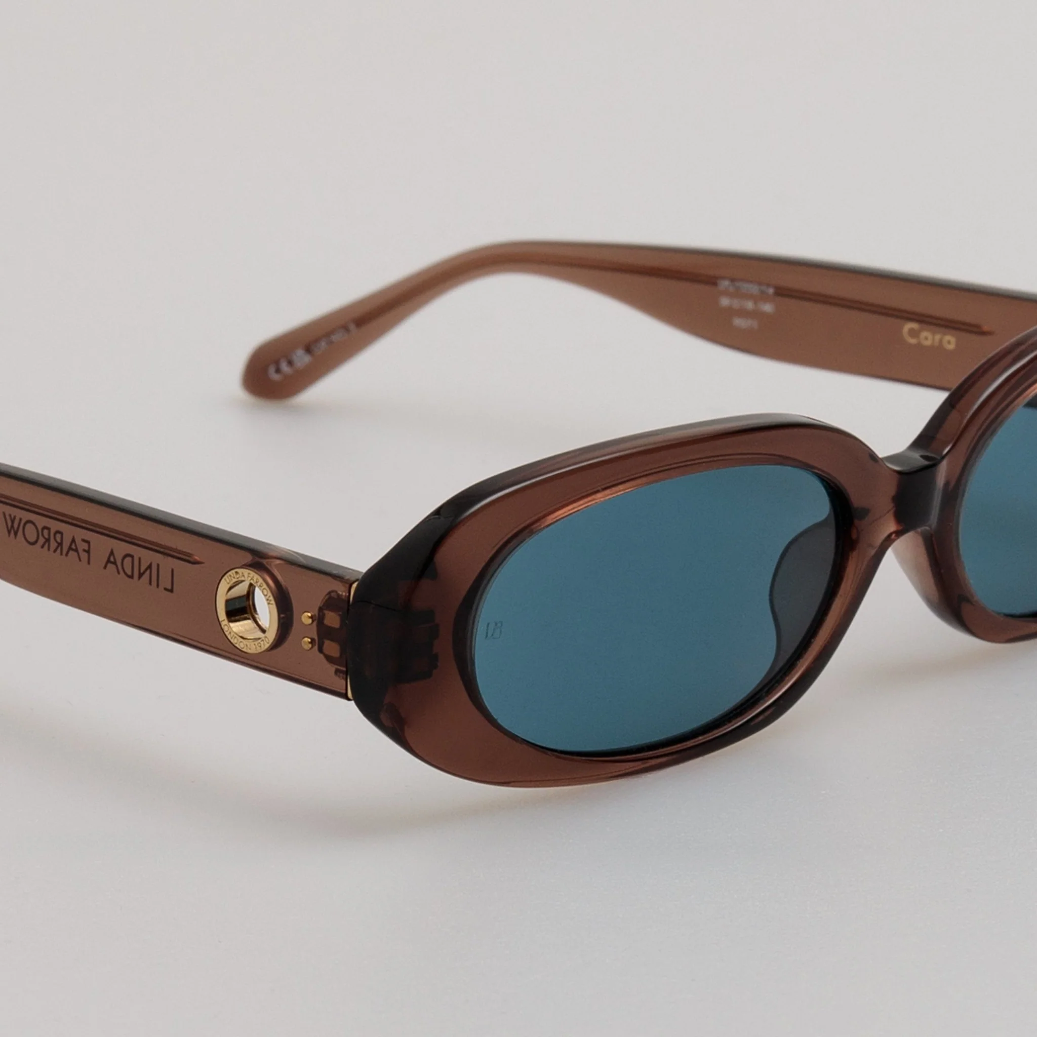 Cara Oval Sunglasses in Brown and Aqua - Image 4