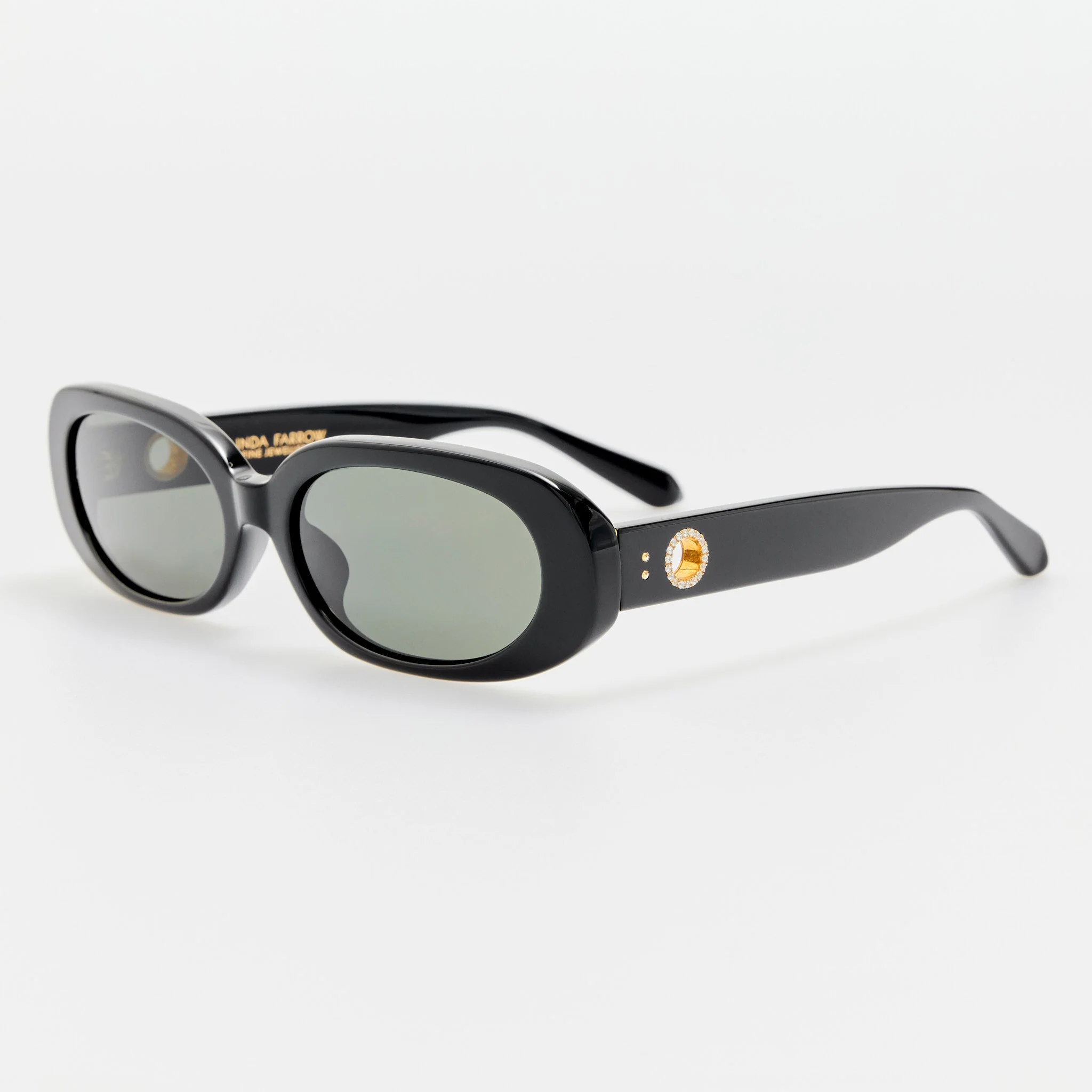 Cara Sunglasses in Black with Diamonds and 22K Gold - Image 2