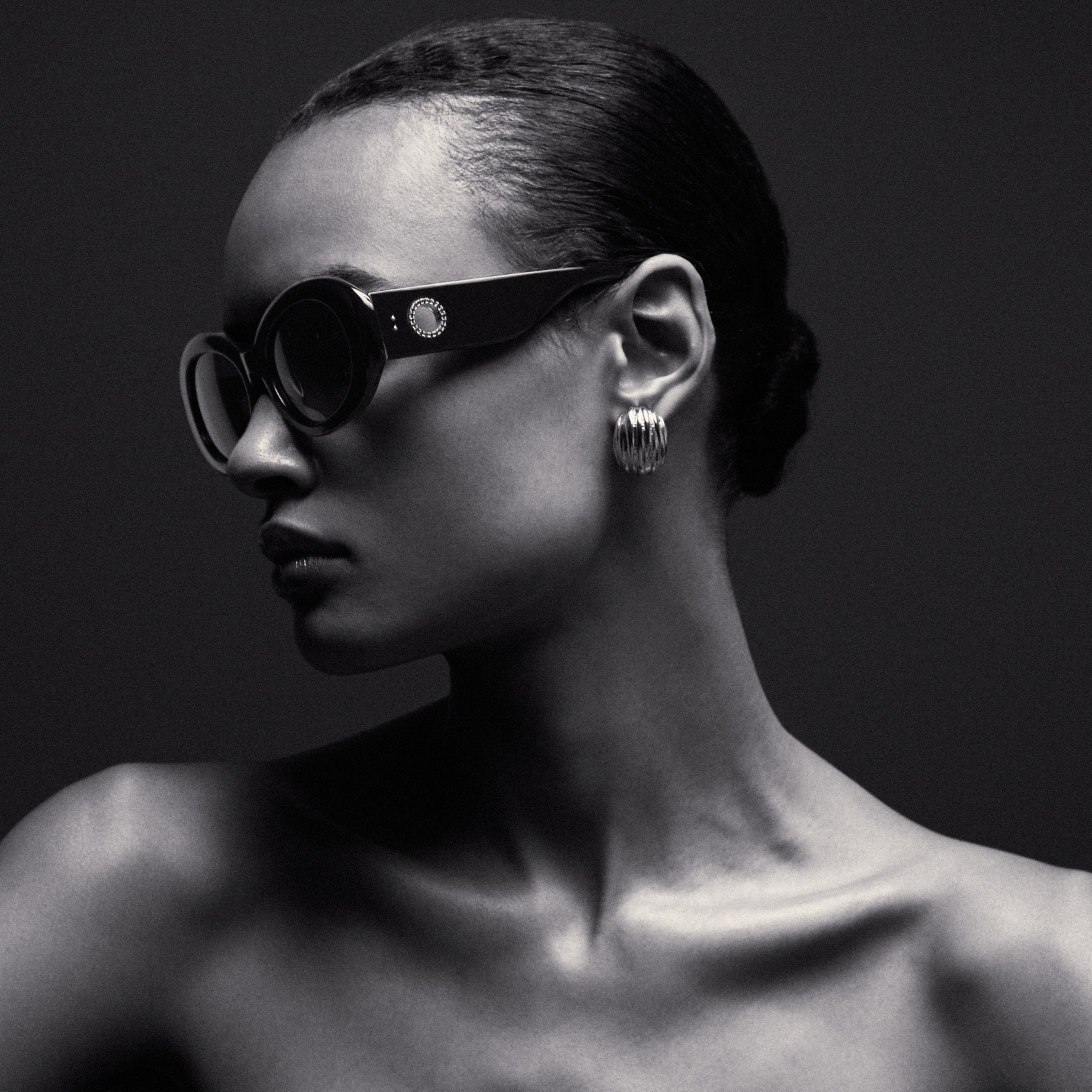 Cara Sunglasses in Black with Diamonds and 22K Gold - Image 4