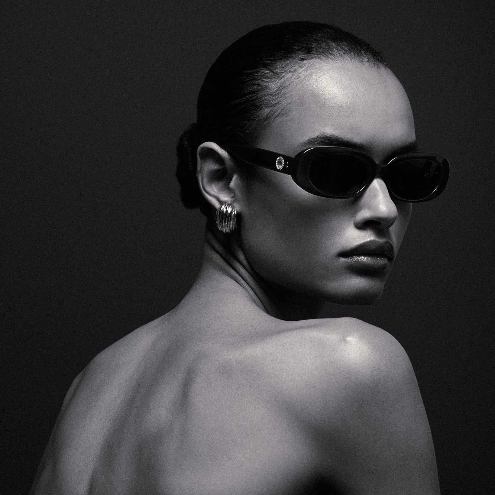 Cara Sunglasses in Black with Diamonds and 22K Gold - Image 5
