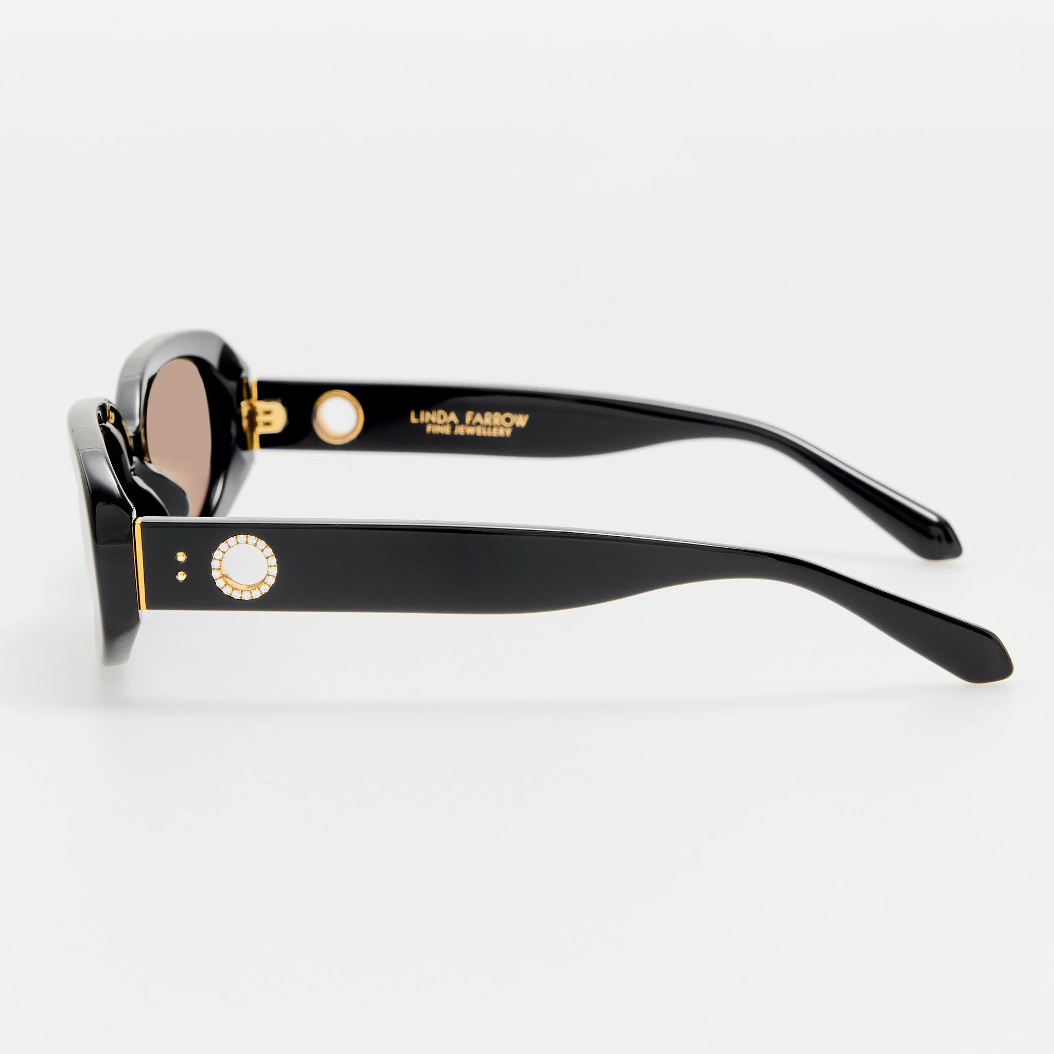 Cara Sunglasses in Black with Diamonds and 22K Gold - Image 7