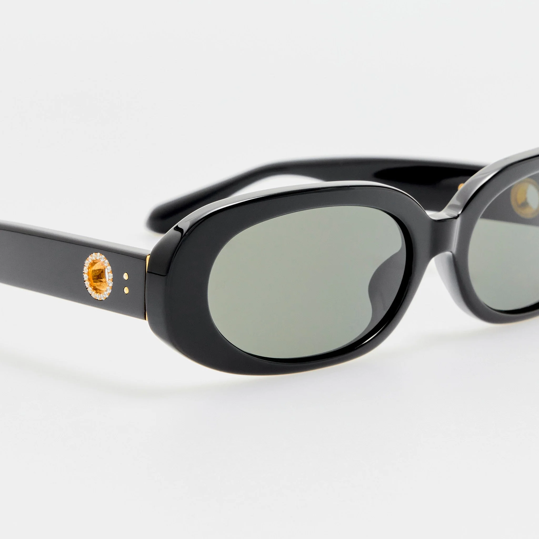 Cara Sunglasses in Black with Diamonds and 22K Gold - Image 8
