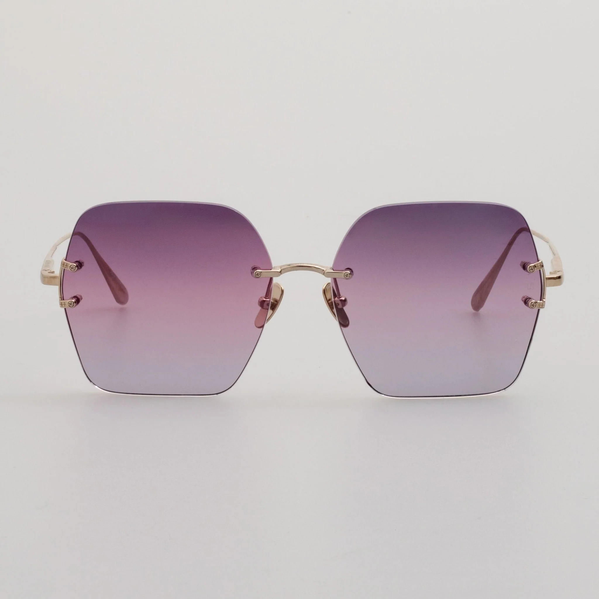 Carina Oversized Sunglasses in 22K Gold and Purple