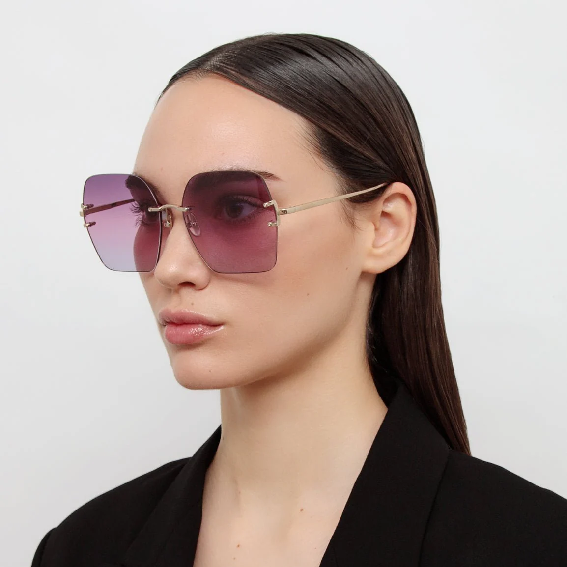 Carina Oversized Sunglasses in 22K Gold and Purple - Image 3