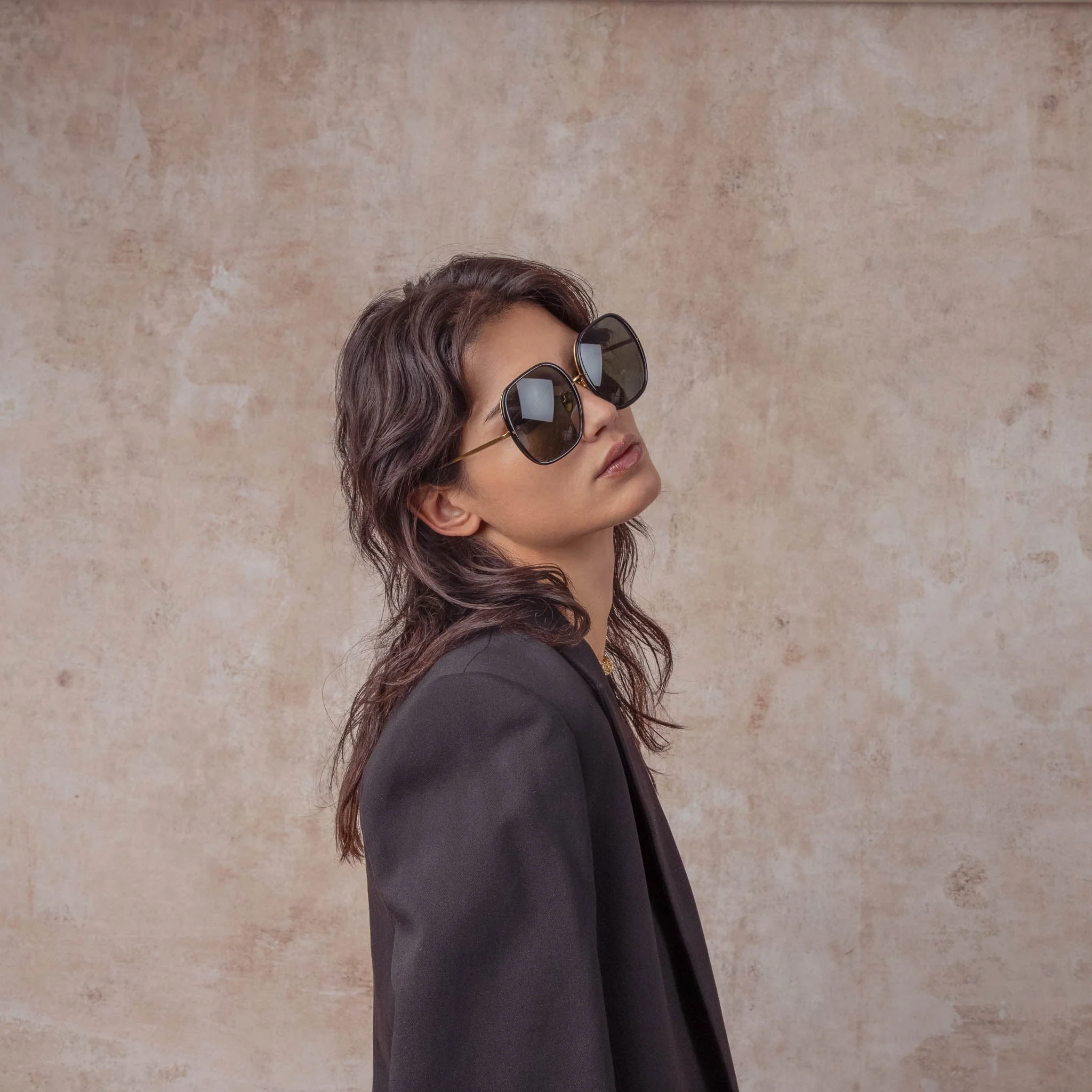 Celia Sunglasses in 22K Gold and Grey - Image 4