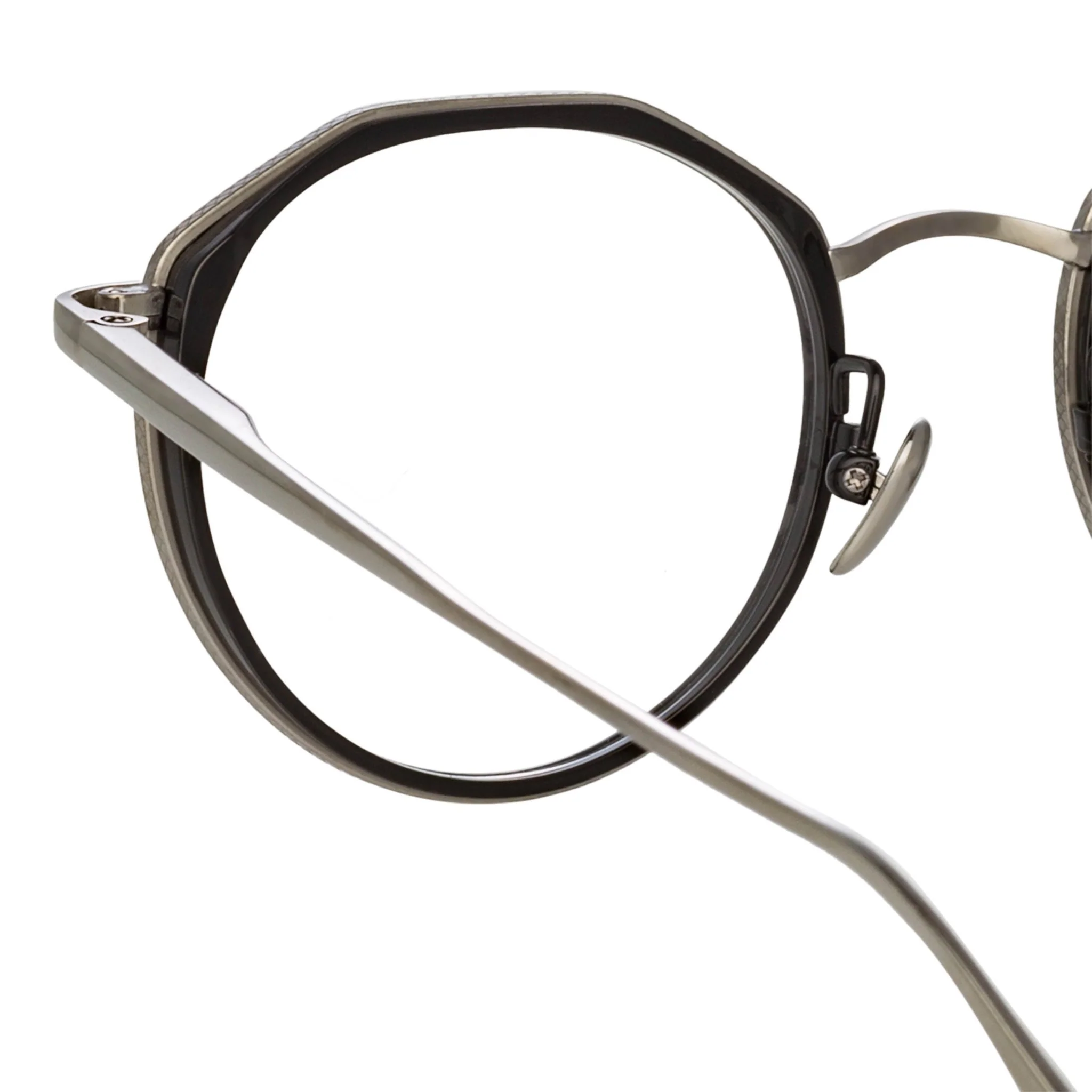 Cesar Optical Frame in 22K White Gold and Black - Image 4