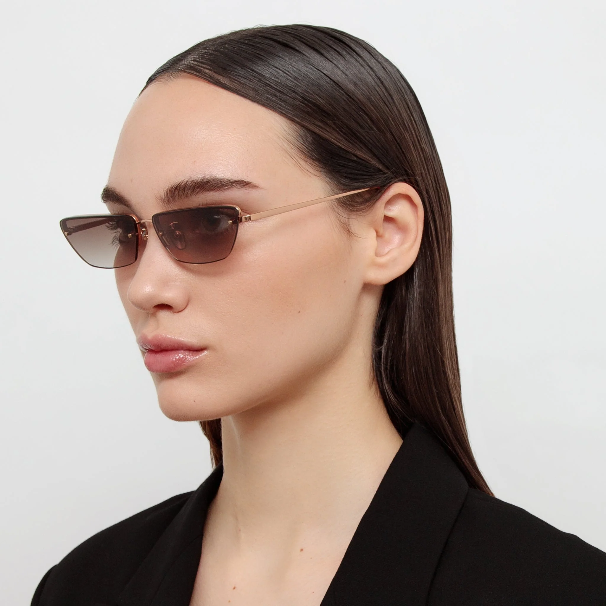 Cleo Sunglasses in 18K Rose Gold and Mocha - Image 3