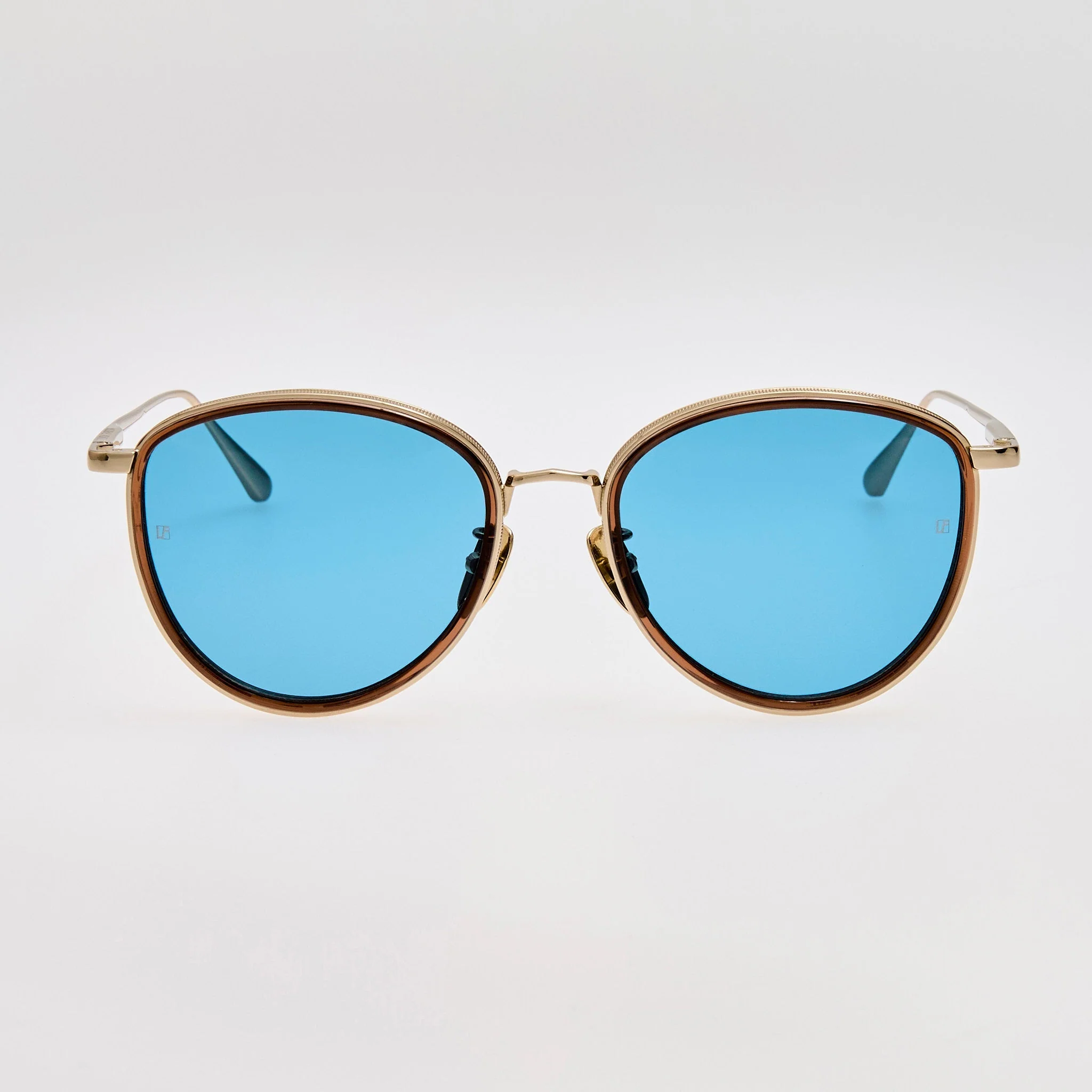 Dahlia Sunglasses in 22K Gold and Aqua
