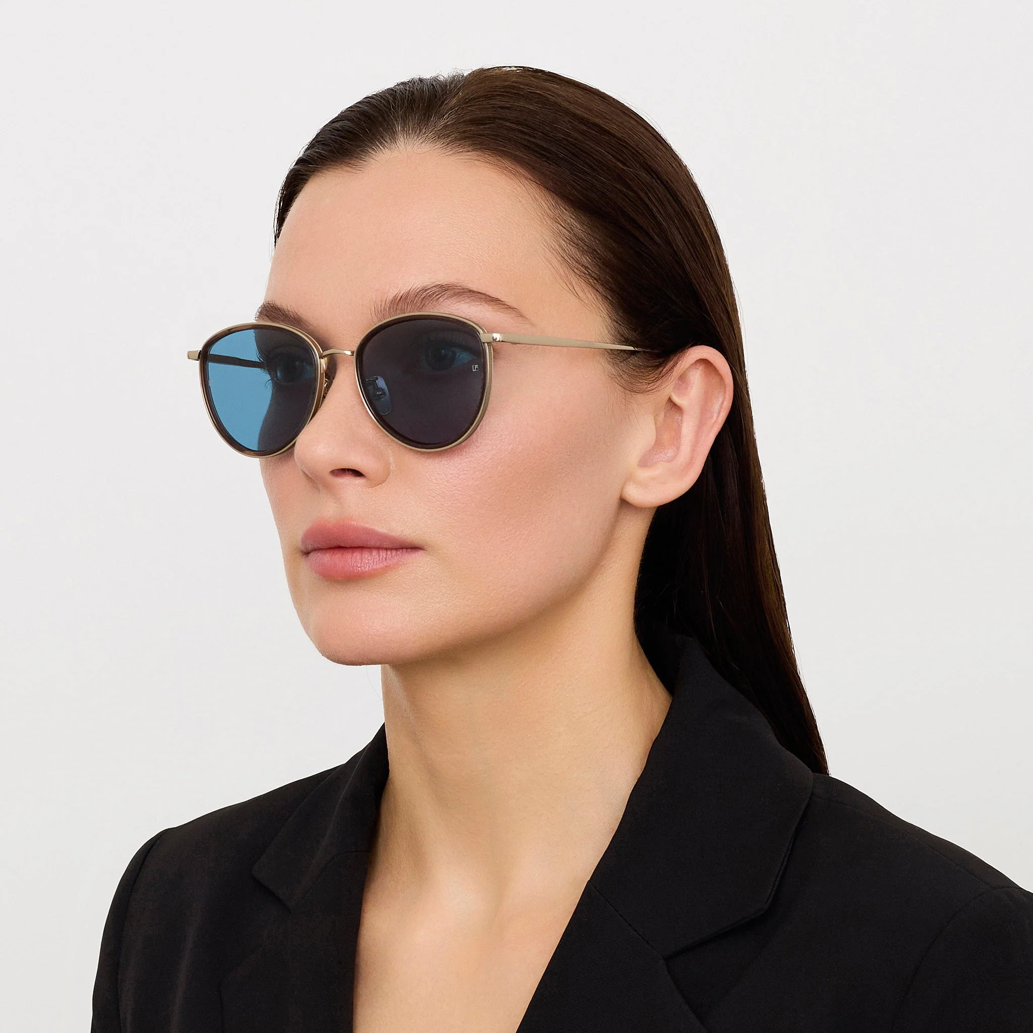 Dahlia Sunglasses in 22K Gold and Aqua - Image 3