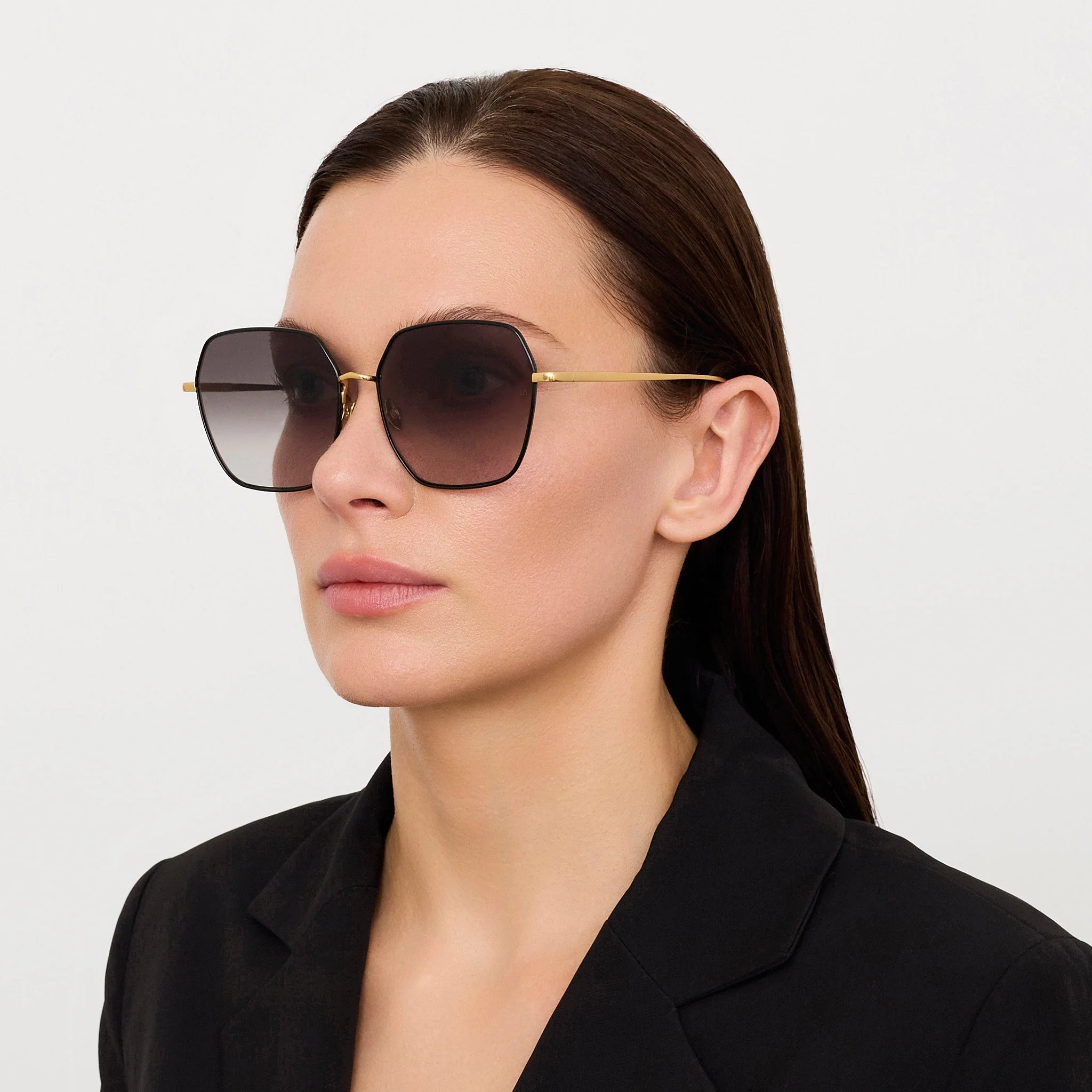 Darcie Sunglasses in 22K Gold and Grey - Image 3