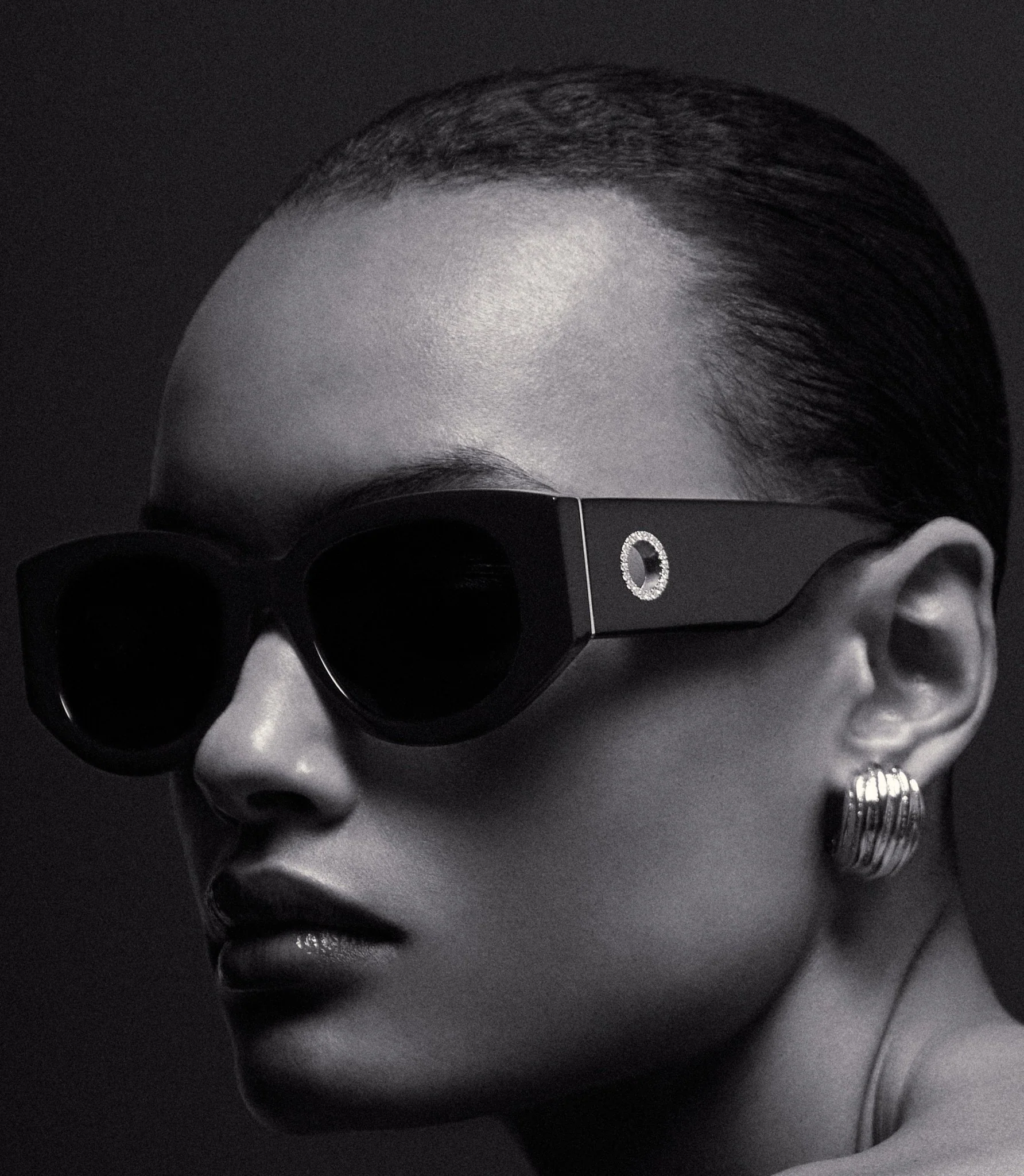 Debbie Sunglasses in Black with Diamonds and 22K Gold - Image 4
