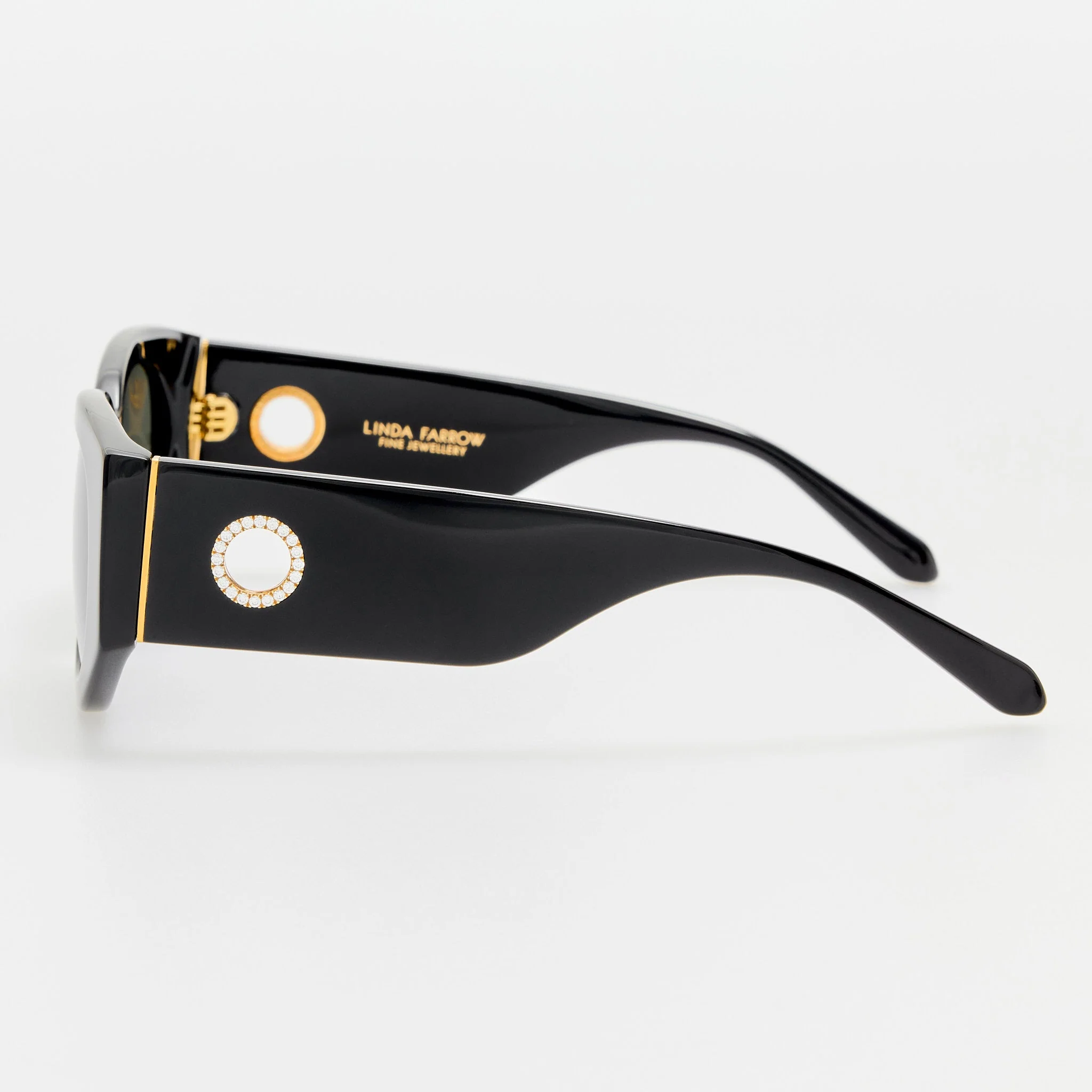 Debbie Sunglasses in Black with Diamonds and 22K Gold - Image 6