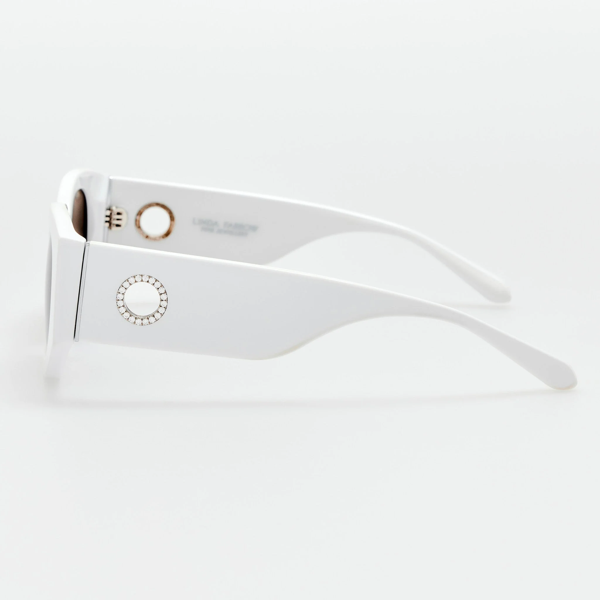 Debbie Sunglasses in White with Diamonds and 22K White Gold - Image 4