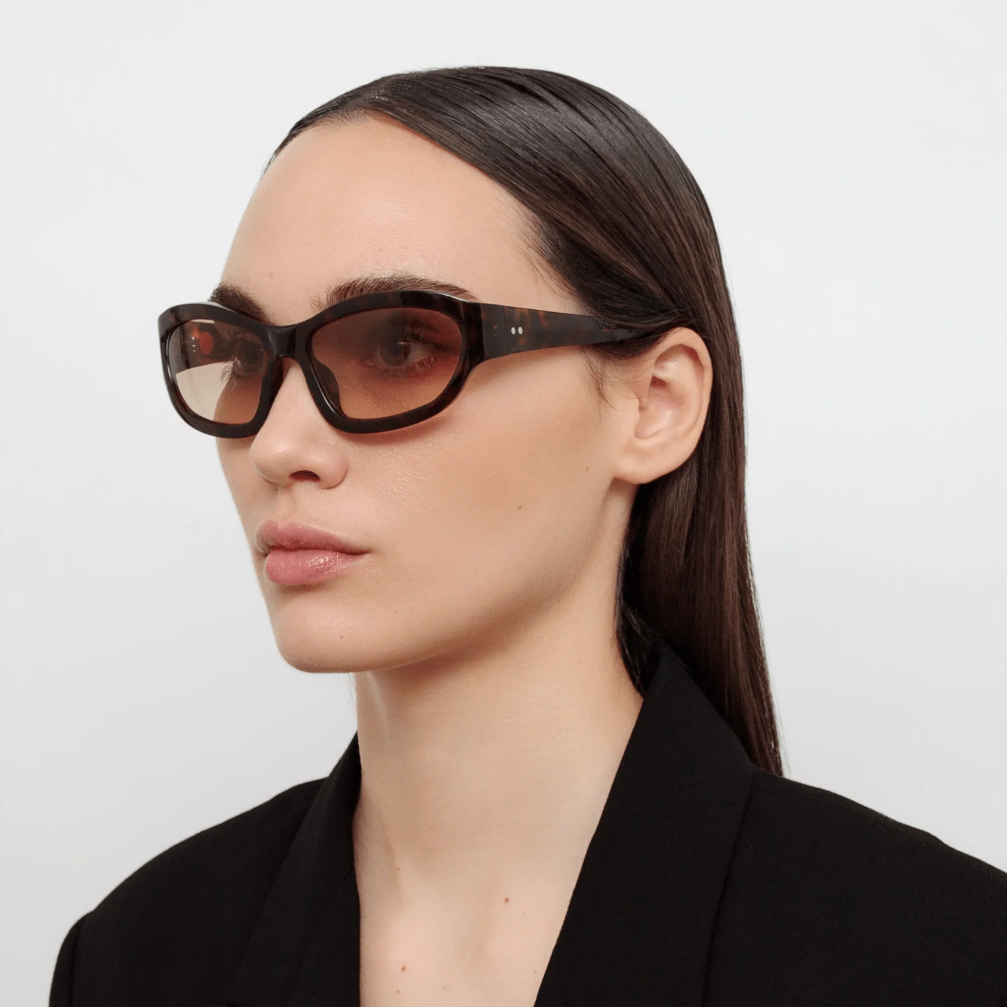 Wrap Sunglasses in Dark Tortoiseshell - Image 3